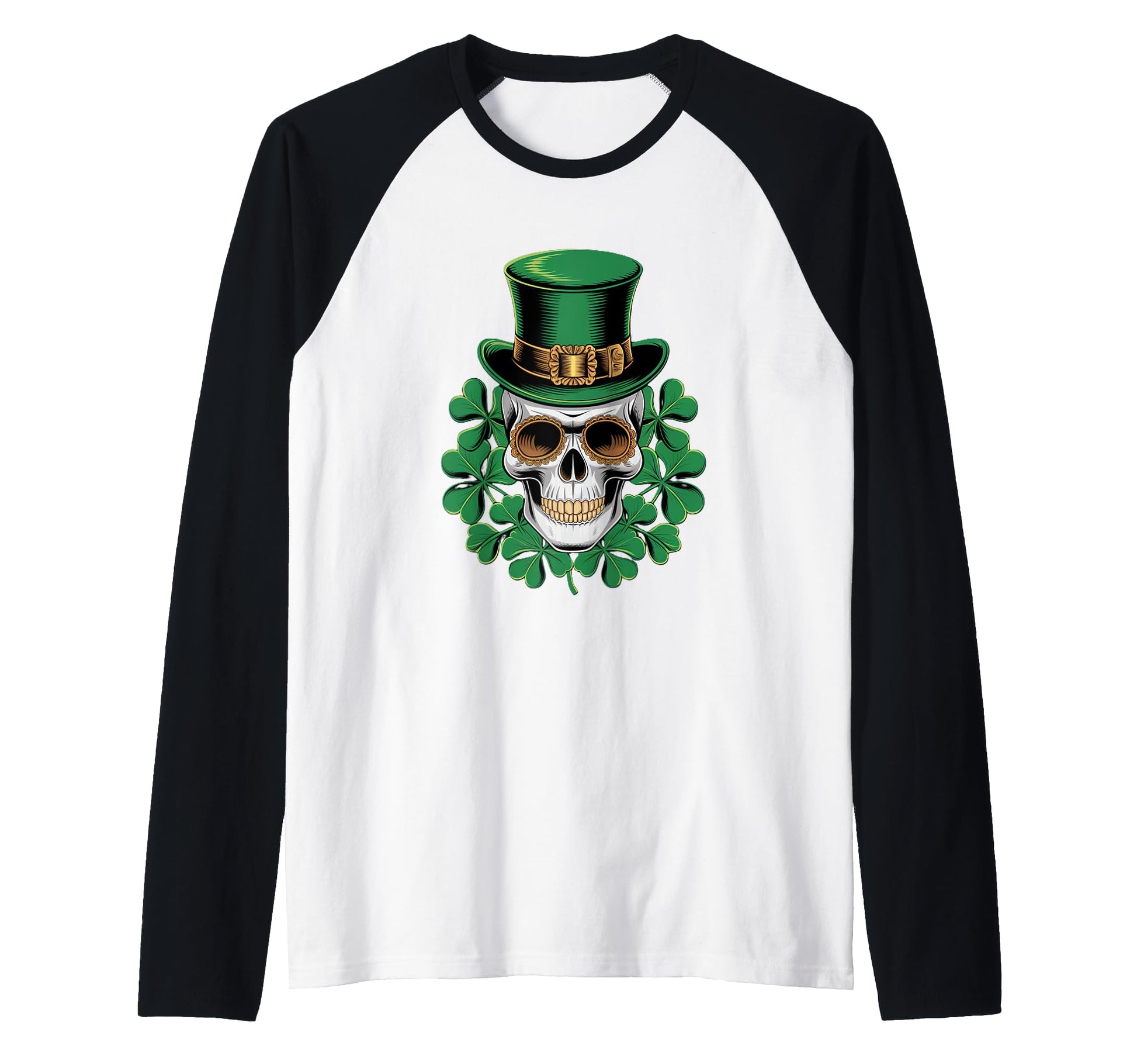St Patricks Day Skull Shamrock Hat Luck T-Shirt - Novelty Apparel Men Women - T-Shirt, Sweatshirt, Hoodie