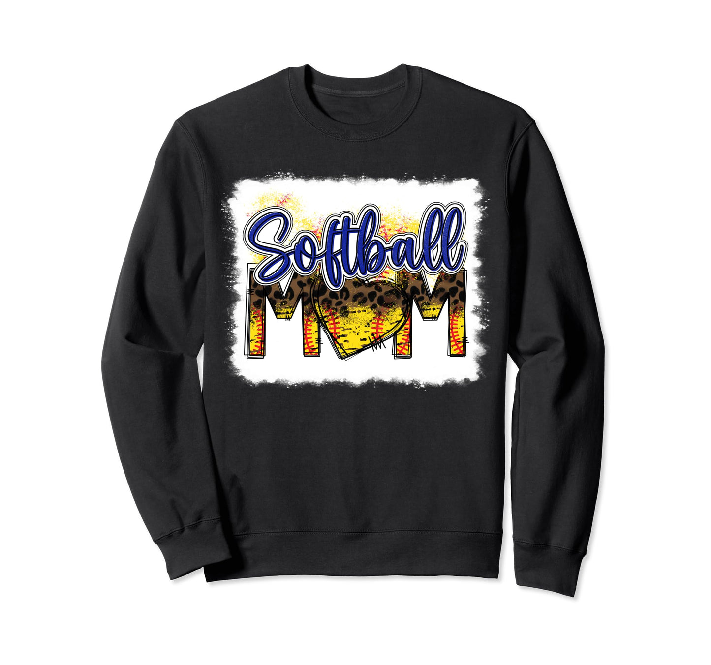 Bleached Softball Mom Leopard Funny Sweatshirt - Graphic Print Unisex - T-Shirt, Sweatshirt, Hoodie