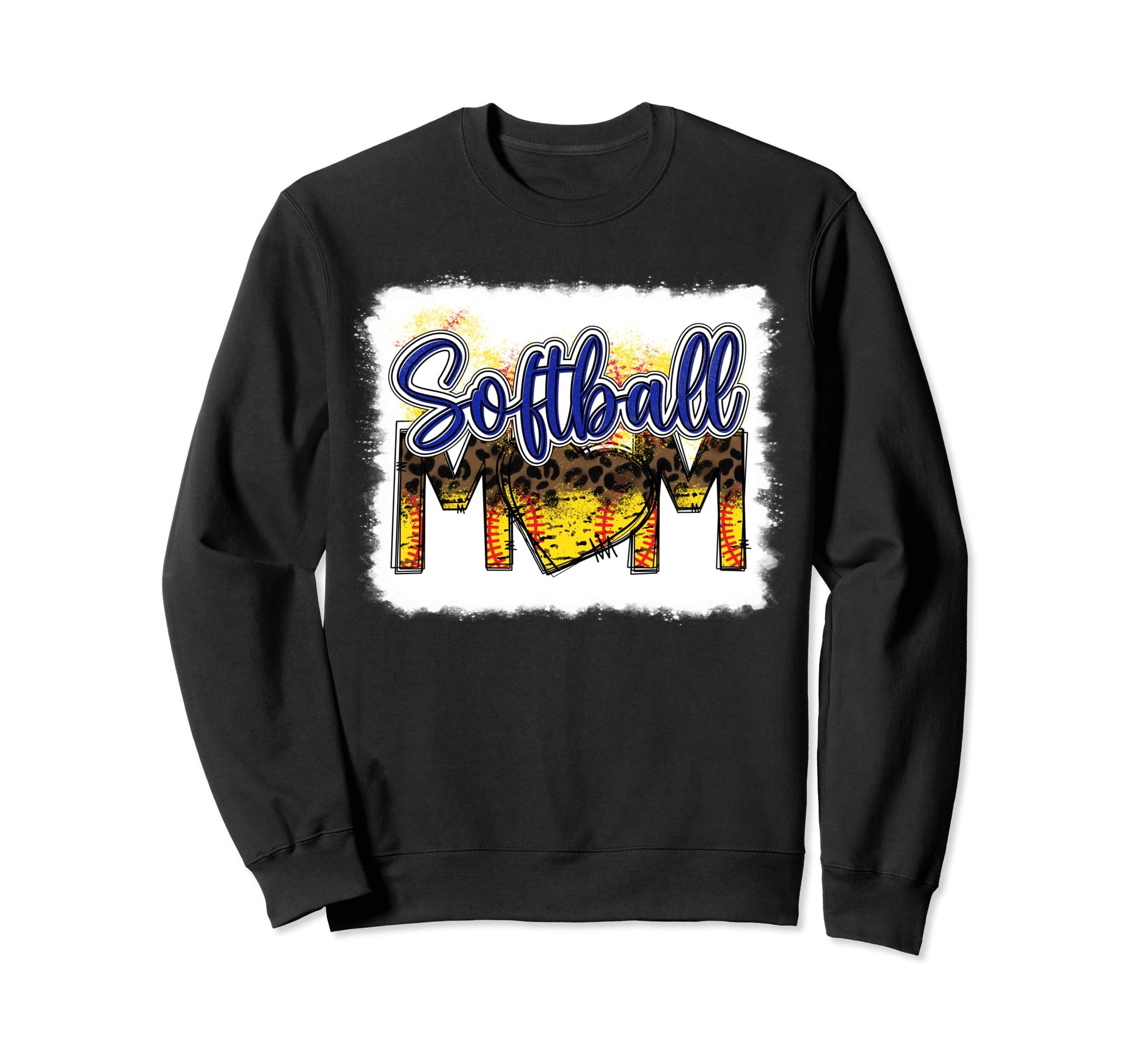 Bleached Softball Mom Leopard Funny Sweatshirt - Graphic Print Unisex - T-Shirt, Sweatshirt, Hoodie