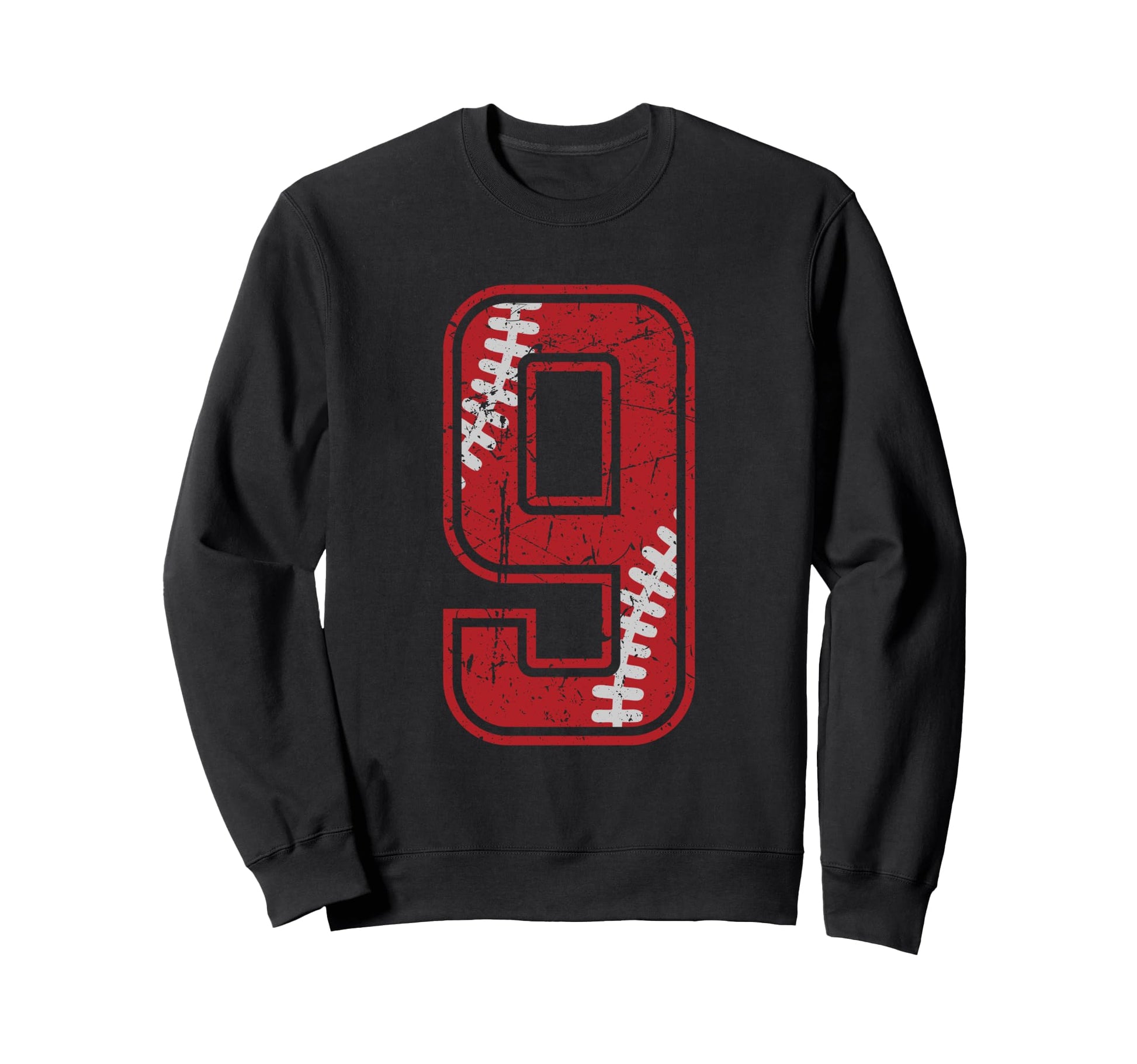 Number 9 Distressed Baseball Softball Sweatshirt - Streetwear Style Unisex - T-Shirt, Sweatshirt, Hoodie