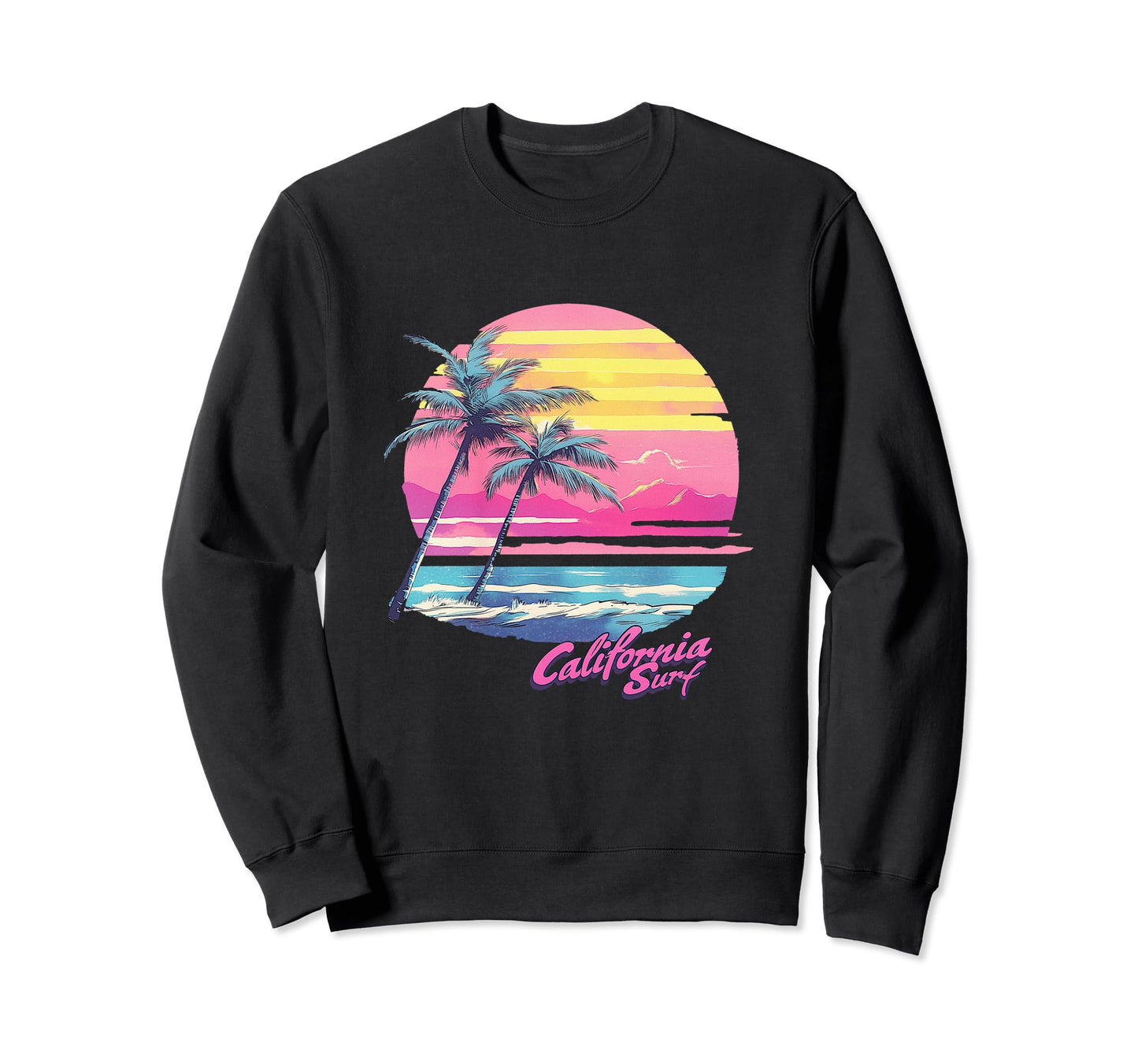 California Surf 80S Synthwave Sweatshirt - Minimalist Print Men Women - T-Shirt, Sweatshirt, Hoodie