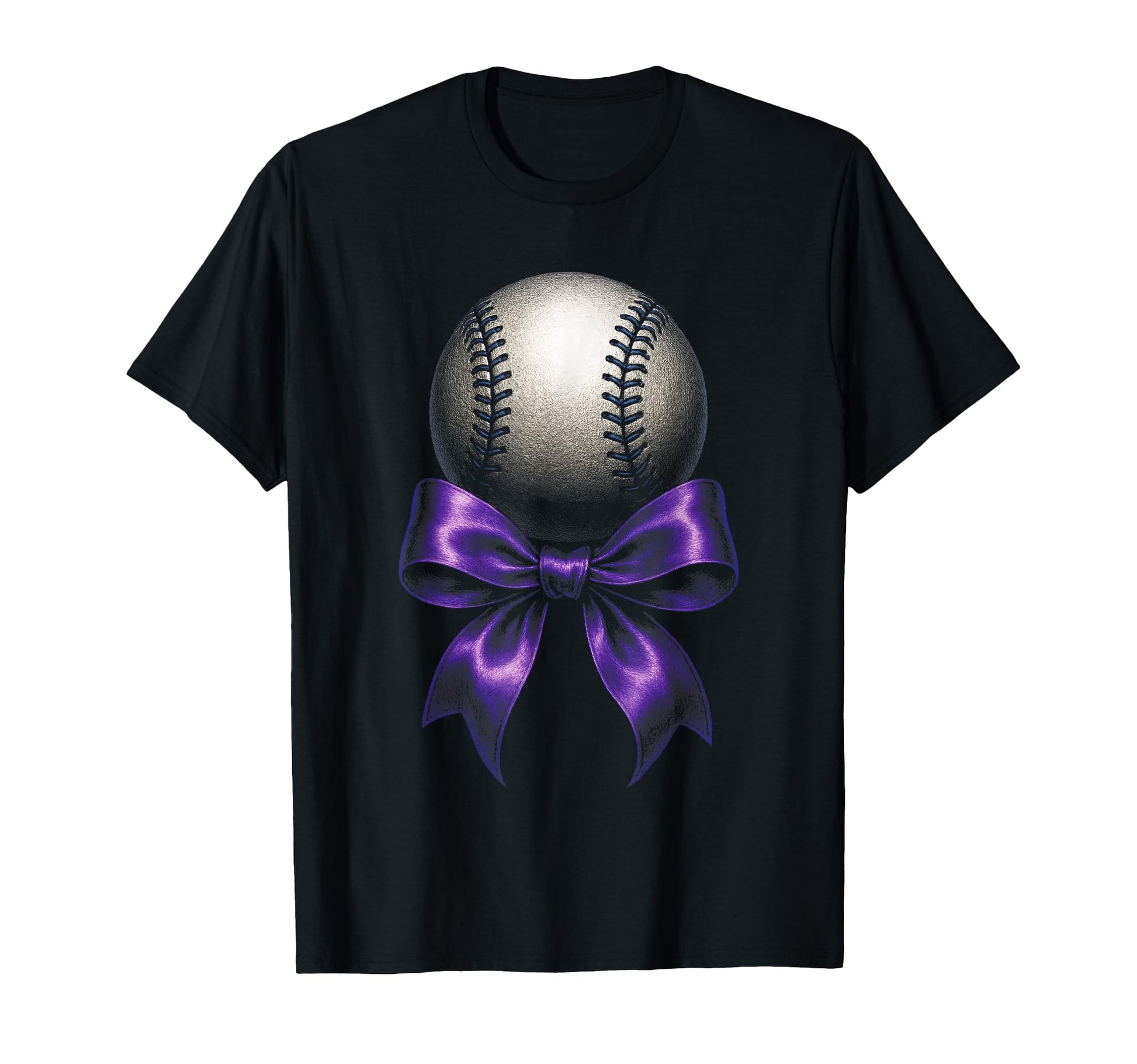 Baseball Mama Purple Bow Sport Festive T-Shirt - Aesthetic Graphic Unisex - T-Shirt, Sweatshirt, Hoodie