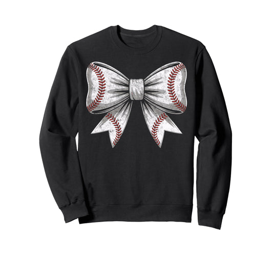 Baseball Ball Bow Player Mother Sweatshirt - Fun Novelty Design for Adults - T-Shirt, Sweatshirt, Hoodie
