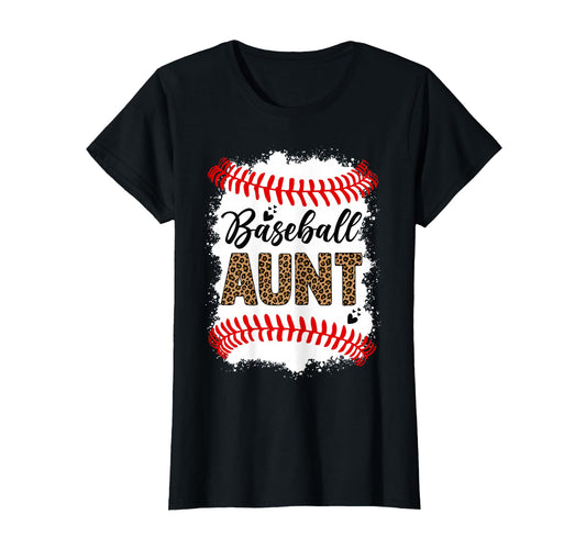 Baseball Aunt Leopard Pattern T-Shirt - Aesthetic Graphic for Adults - T-Shirt, Sweatshirt, Hoodie