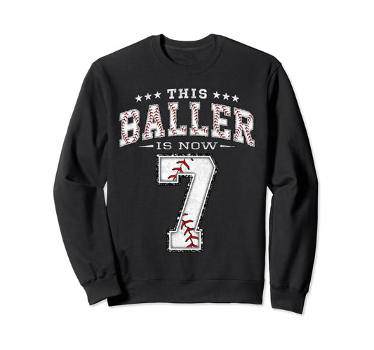 7 Years Old Birthday Baseball Sweatshirt - Streetwear Style for Adults - T-Shirt, Sweatshirt, Hoodie