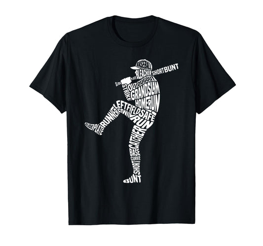 Baseball Fan Word Cloud Batter Baseball T-Shirt - Unique Graphic Men Women - T-Shirt, Sweatshirt, Hoodie
