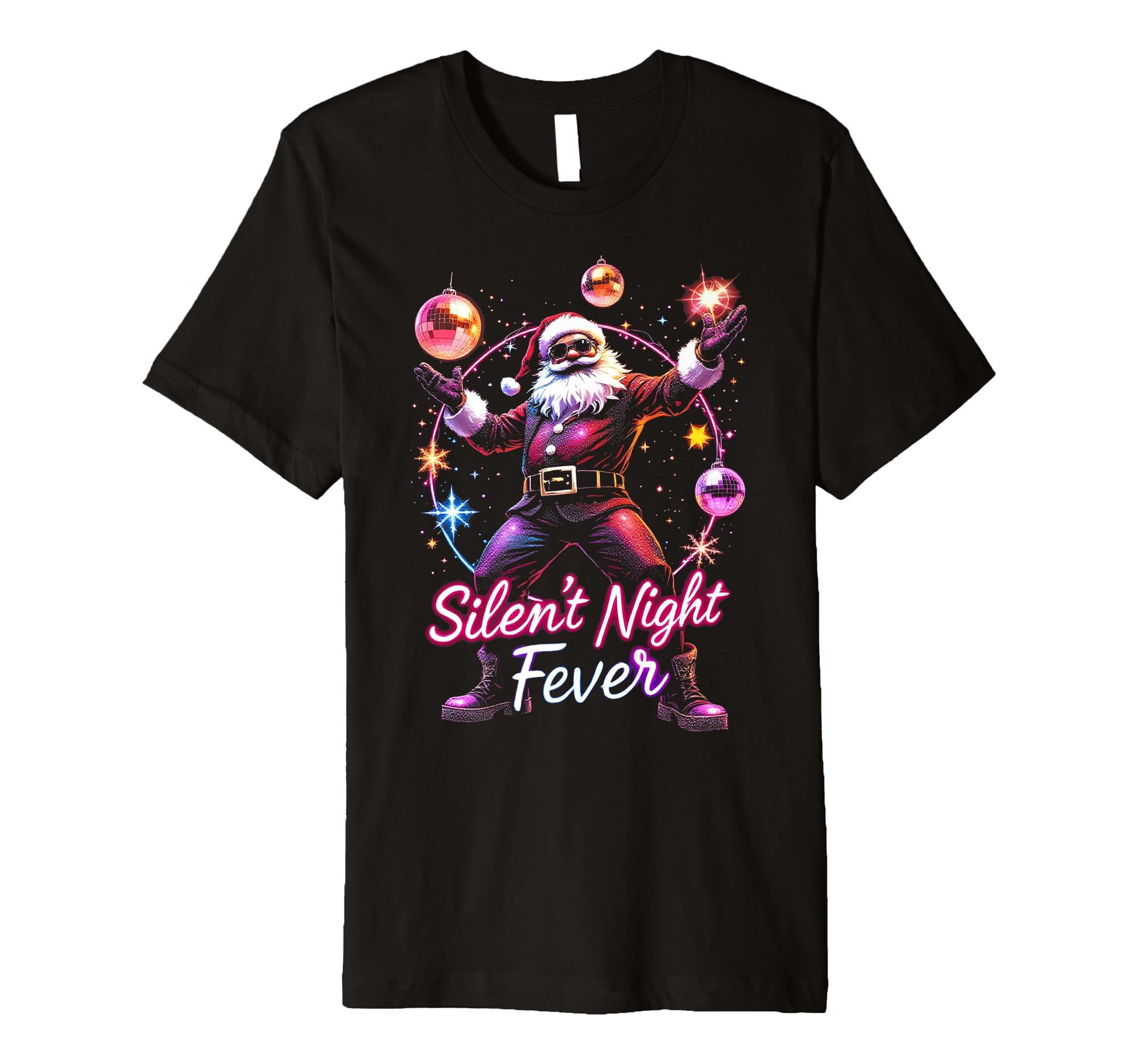 Silent Night Fever Disco Santa T-Shirt - Casual Everyday Wear Men Women - T-Shirt, Sweatshirt, Hoodie