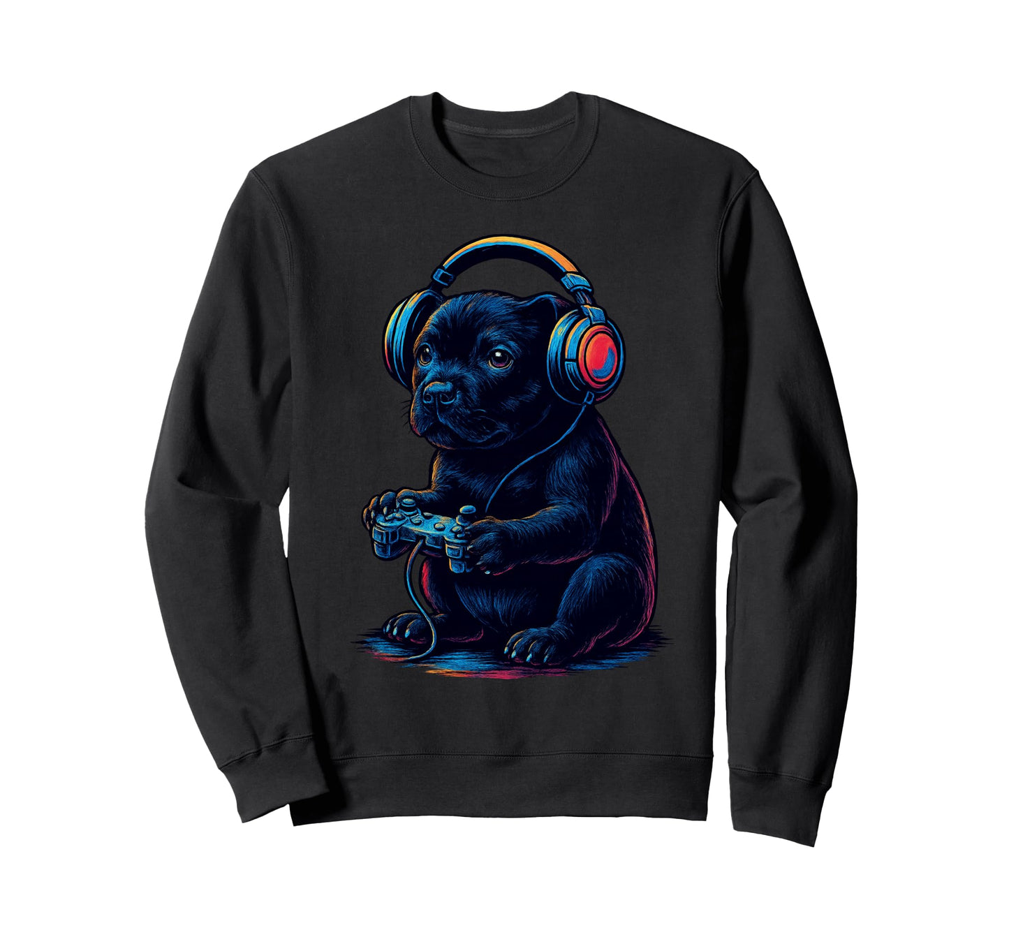 Staffordshire Bull Terrier Gamer Sweatshirt - Minimalist Print Men Women - T-Shirt, Sweatshirt, Hoodie