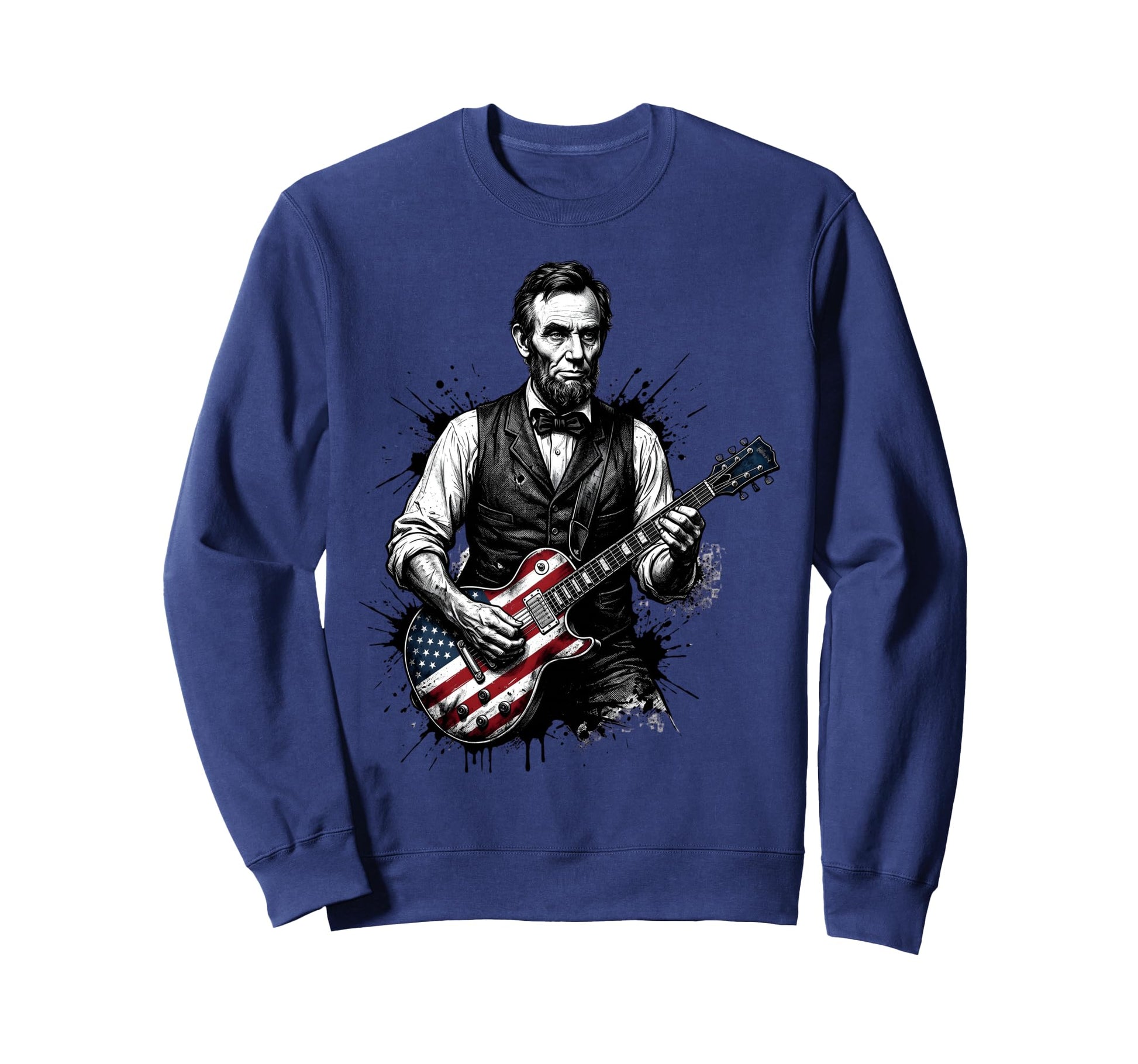 Funny Abraham Lincoln Playing Electric Sweatshirt - Trendy Graphic Unisex - T-Shirt, Sweatshirt, Hoodie