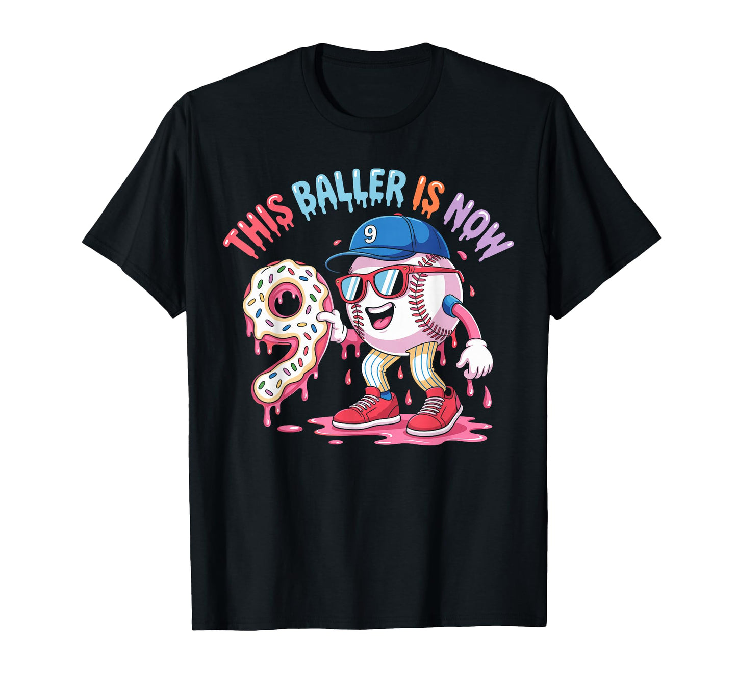 Baseball 9 Year Old Ice Cream Drip 9Th T-Shirt - Graphic Print for Adults - T-Shirt, Sweatshirt, Hoodie