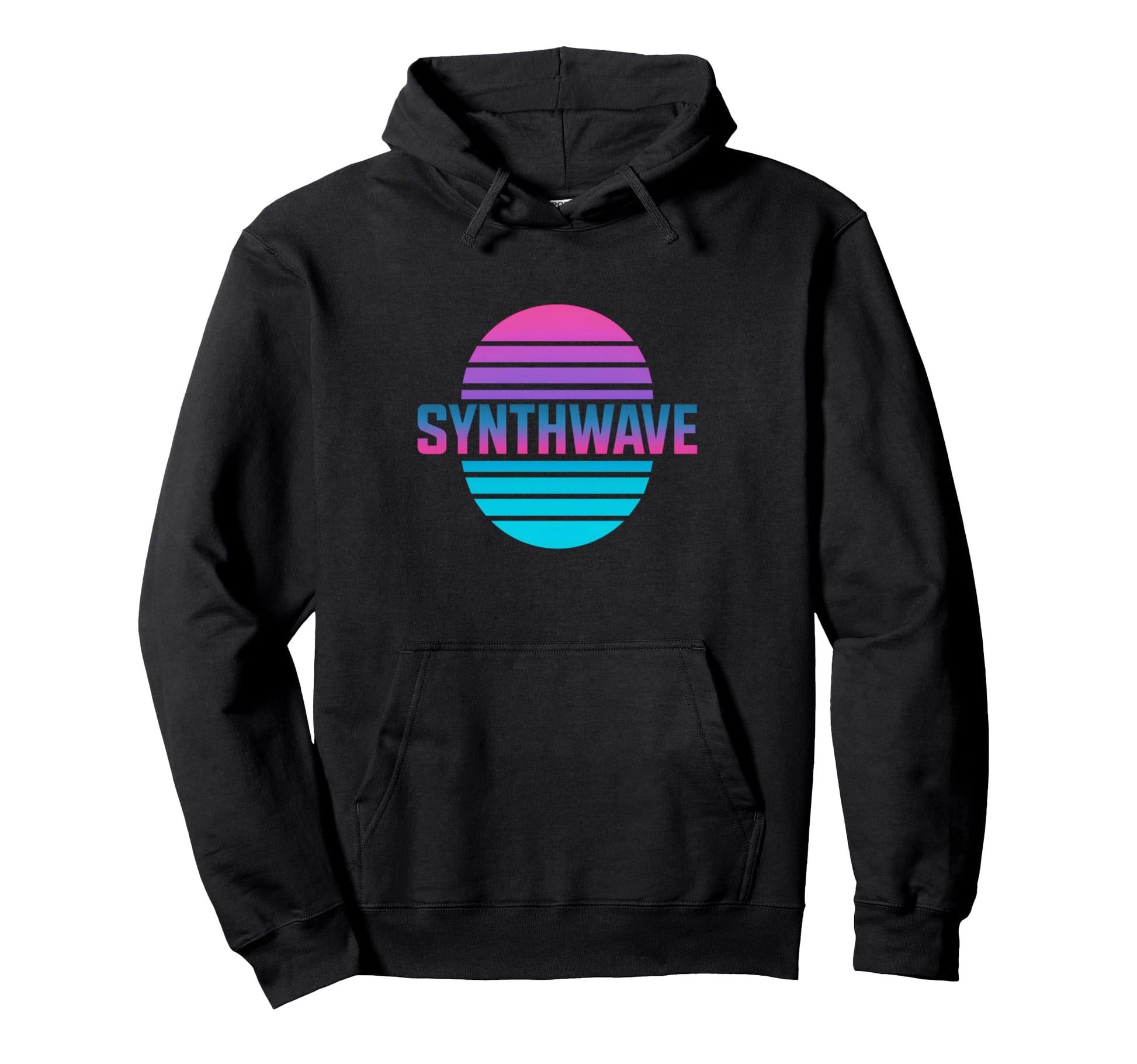 Synthwave Striped Sun Hoodie - Minimalist Print Unisex - T-Shirt, Sweatshirt, Hoodie