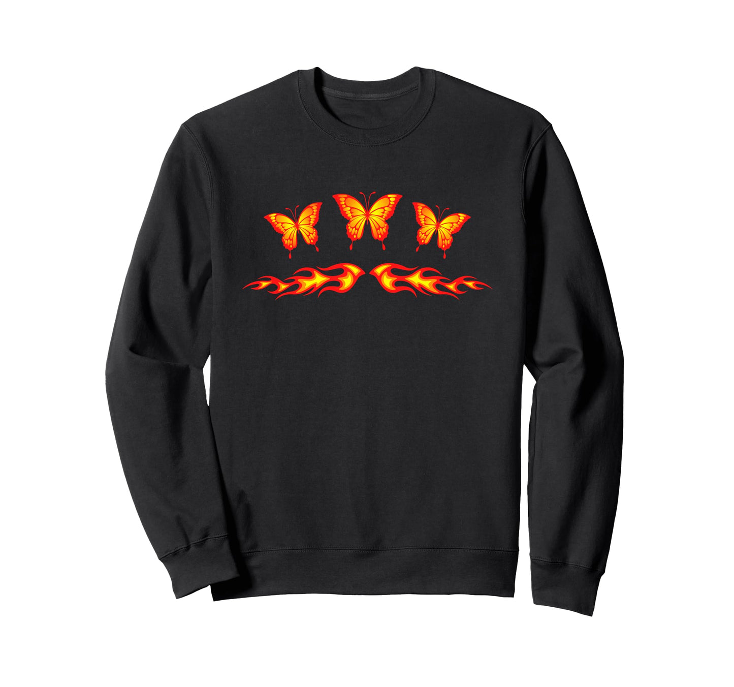 Orange Butterfly Tattoo Tribal Sweatshirt - Unique Graphic Men Women - T-Shirt, Sweatshirt, Hoodie