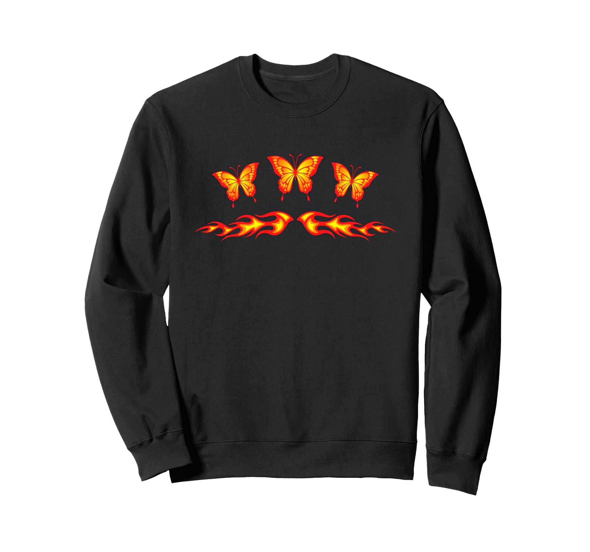 Orange Butterfly Tattoo Tribal Sweatshirt - Unique Graphic Men Women - T-Shirt, Sweatshirt, Hoodie