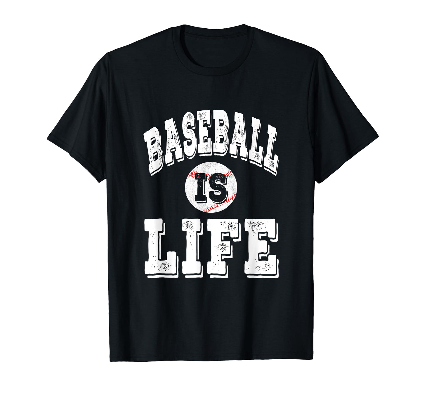 Baseball Is Life Distressed T-Shirt - Unique Graphic Men Women - T-Shirt, Sweatshirt, Hoodie
