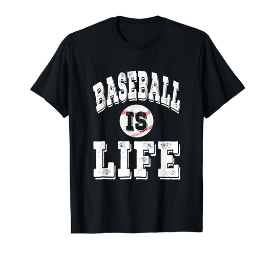 Baseball Is Life Distressed T-Shirt - Unique Graphic Men Women - T-Shirt, Sweatshirt, Hoodie