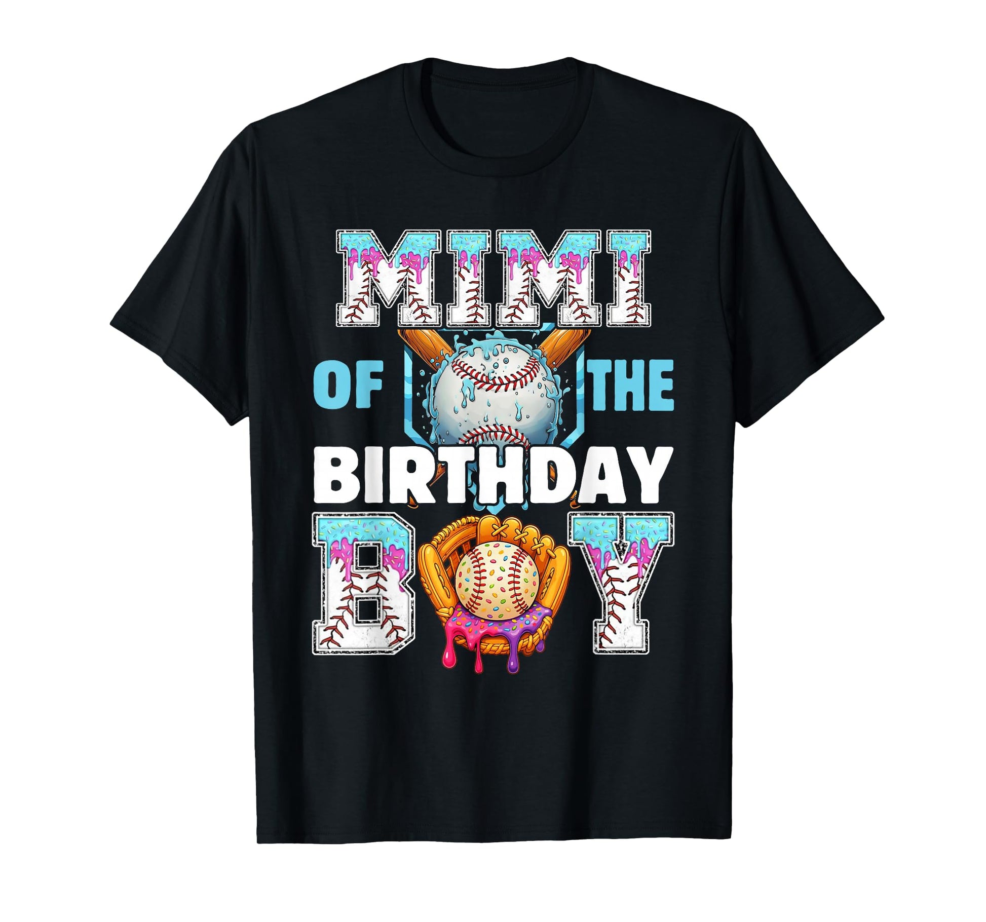 Baseball Ice Cream Drip Mimi Birthday T-Shirt - Minimalist Print Unisex - T-Shirt, Sweatshirt, Hoodie