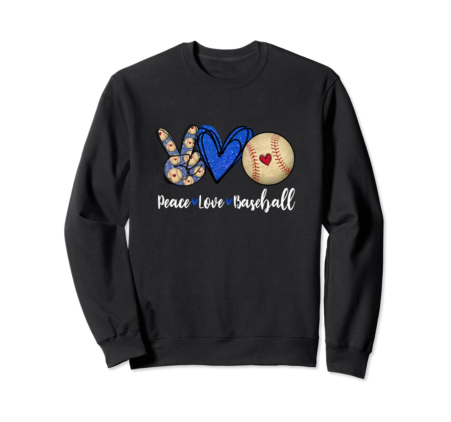 Funny Peace Love Baseball Sweatshirt - Graphic Print for Adults - T-Shirt, Sweatshirt, Hoodie