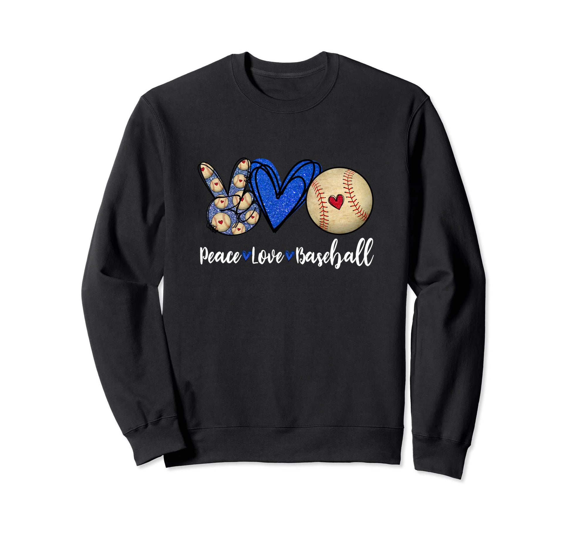 Funny Peace Love Baseball Sweatshirt - Graphic Print for Adults - T-Shirt, Sweatshirt, Hoodie