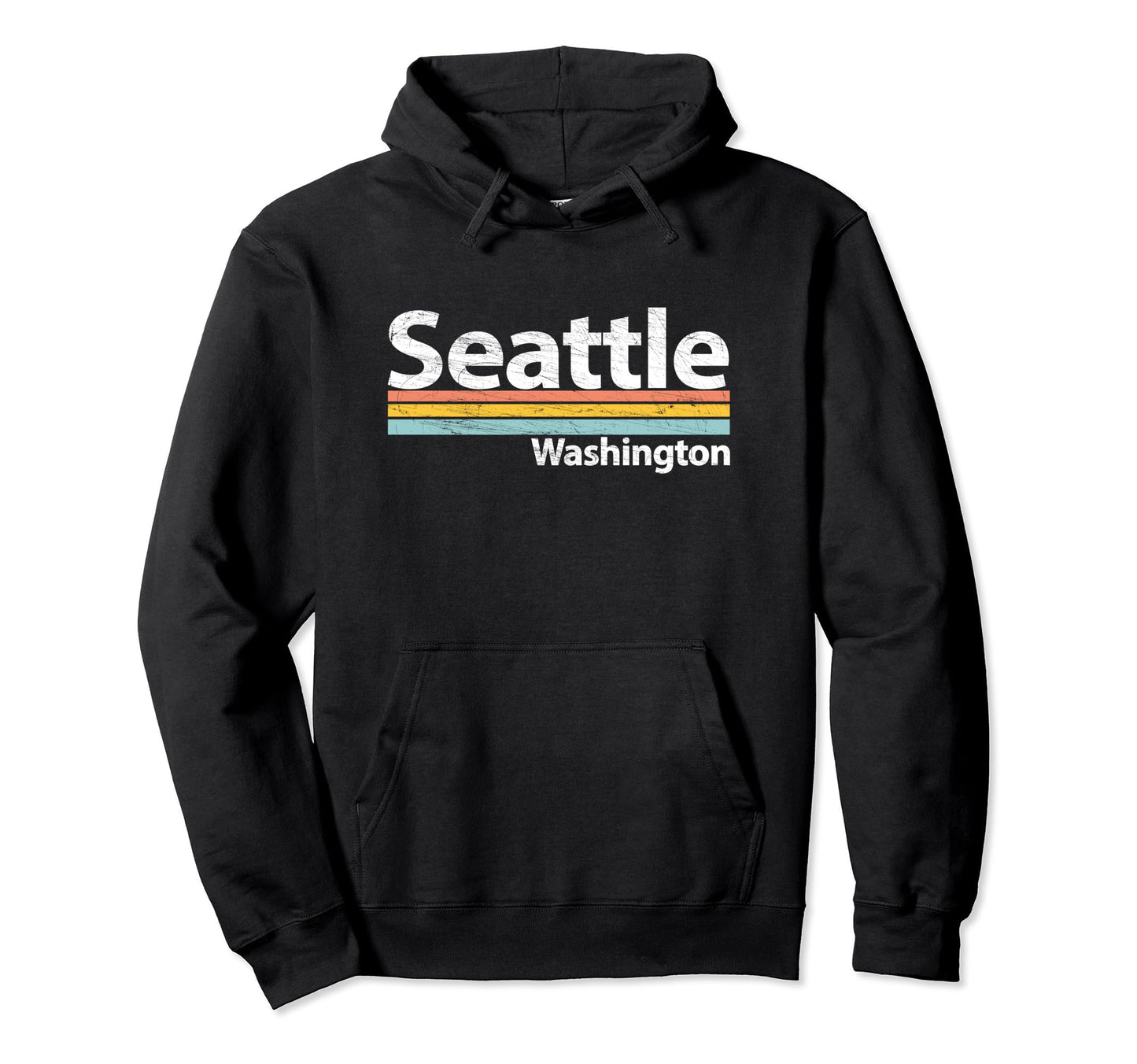 Seattle Washington Worn Stripes Hoodie - Graphic Print Unisex - T-Shirt, Sweatshirt, Hoodie