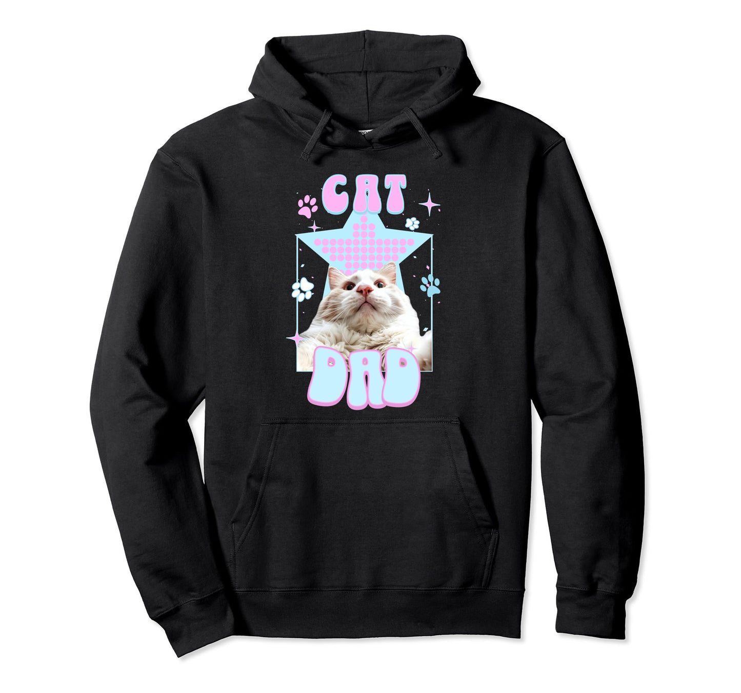 Cat Dad Y2K Harajuku Aesthetic Fur Hoodie - Unique Graphic for Adults - T-Shirt, Sweatshirt, Hoodie