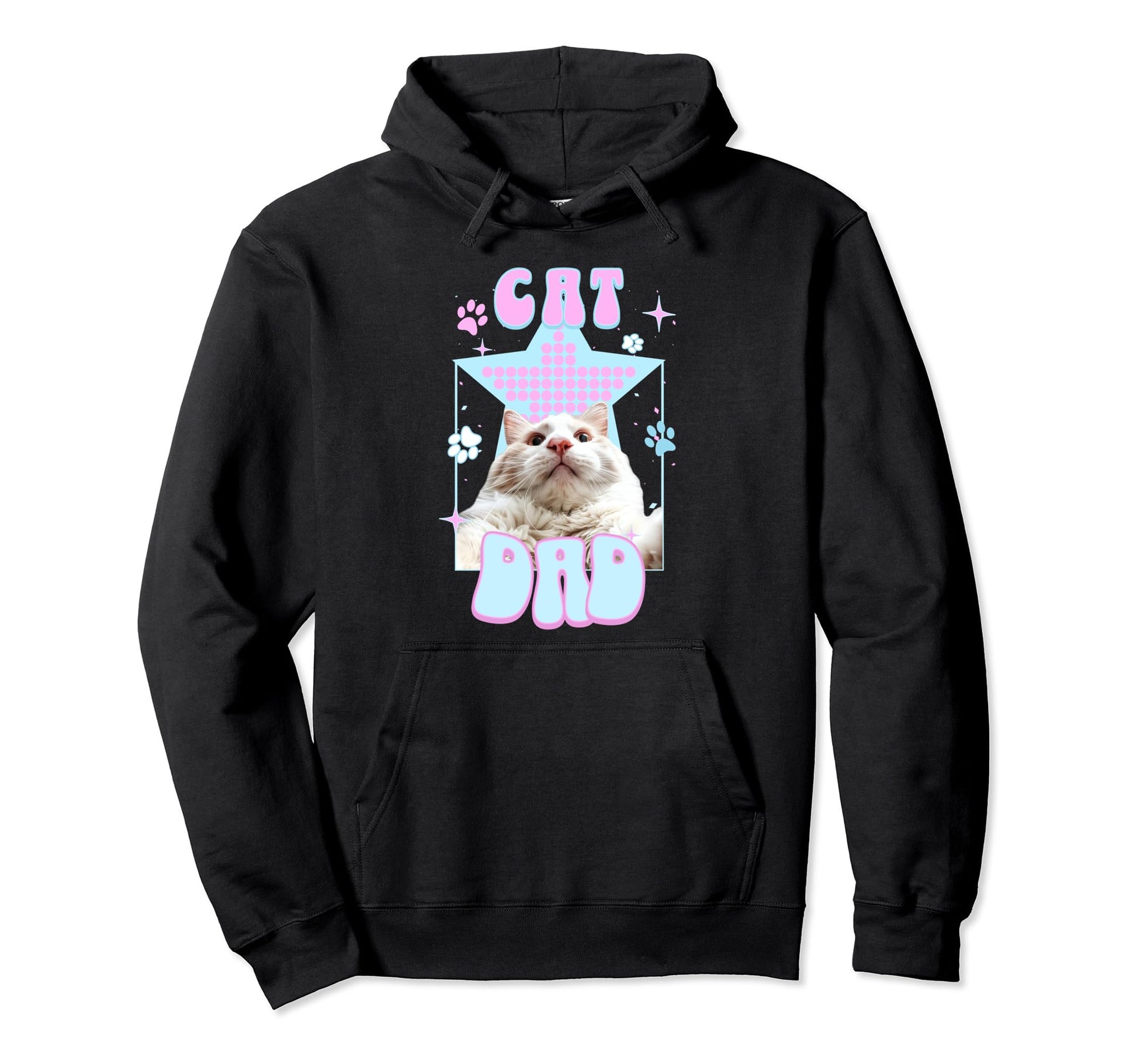 Cat Dad Y2K Harajuku Aesthetic Fur Hoodie - Unique Graphic for Adults - T-Shirt, Sweatshirt, Hoodie