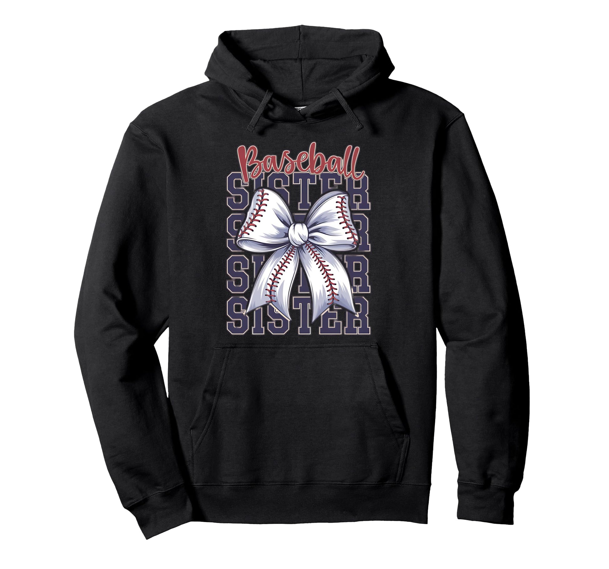 Baseball Sister Coquette Bow Hoodie - Custom Art Print for Adults - T-Shirt, Sweatshirt, Hoodie