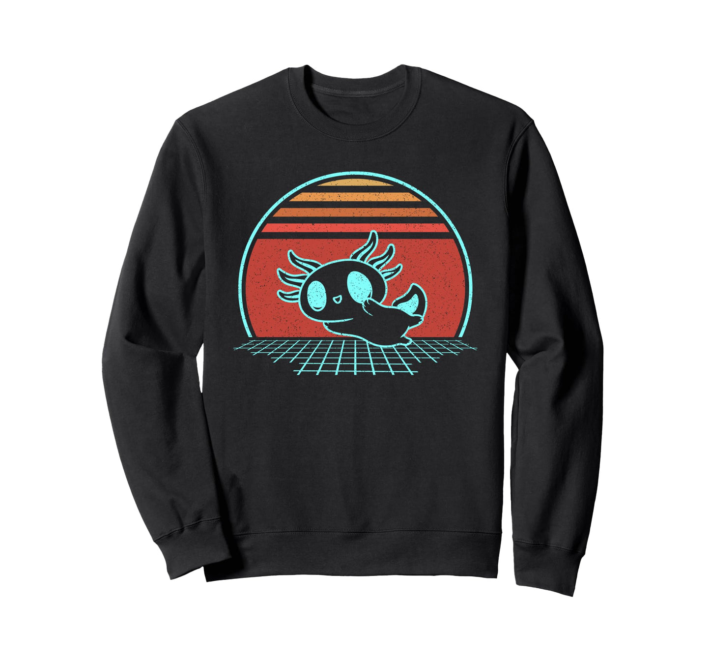 Axolotl Vaporwave 80S 90S Synthwave Sweatshirt - Minimalist Print Men Women - T-Shirt, Sweatshirt, Hoodie