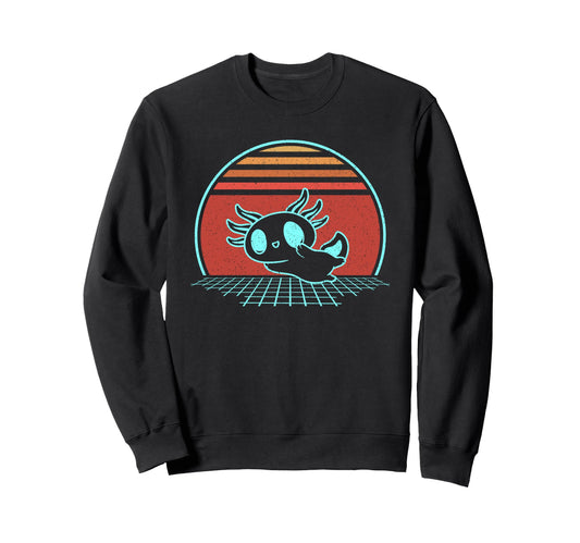 Axolotl Vaporwave 80S 90S Synthwave Sweatshirt - Minimalist Print Men Women - T-Shirt, Sweatshirt, Hoodie