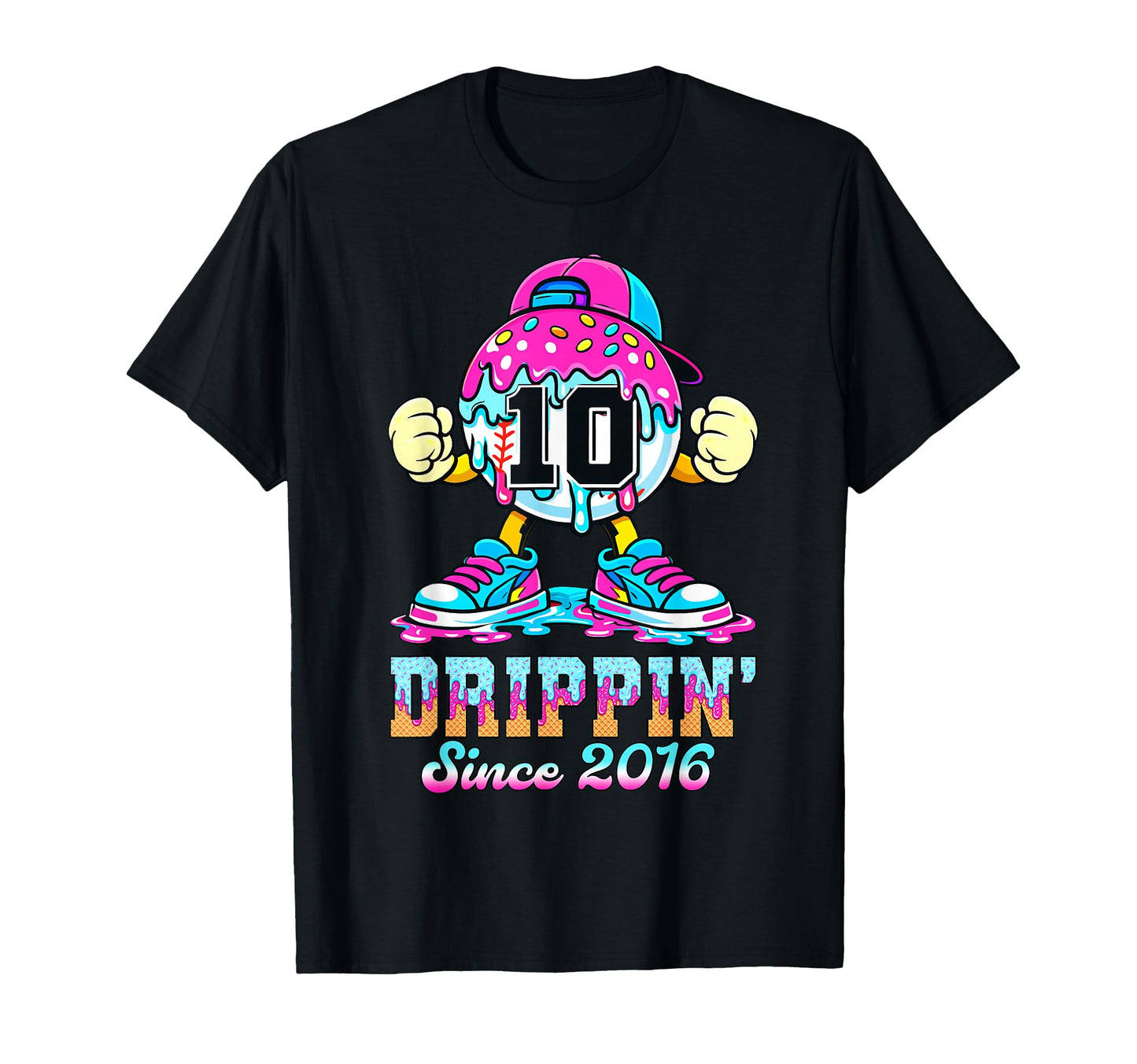 Dripping Since 2016 Baseball Ice Cream T-Shirt - Trendy Graphic Men Women - T-Shirt, Sweatshirt, Hoodie