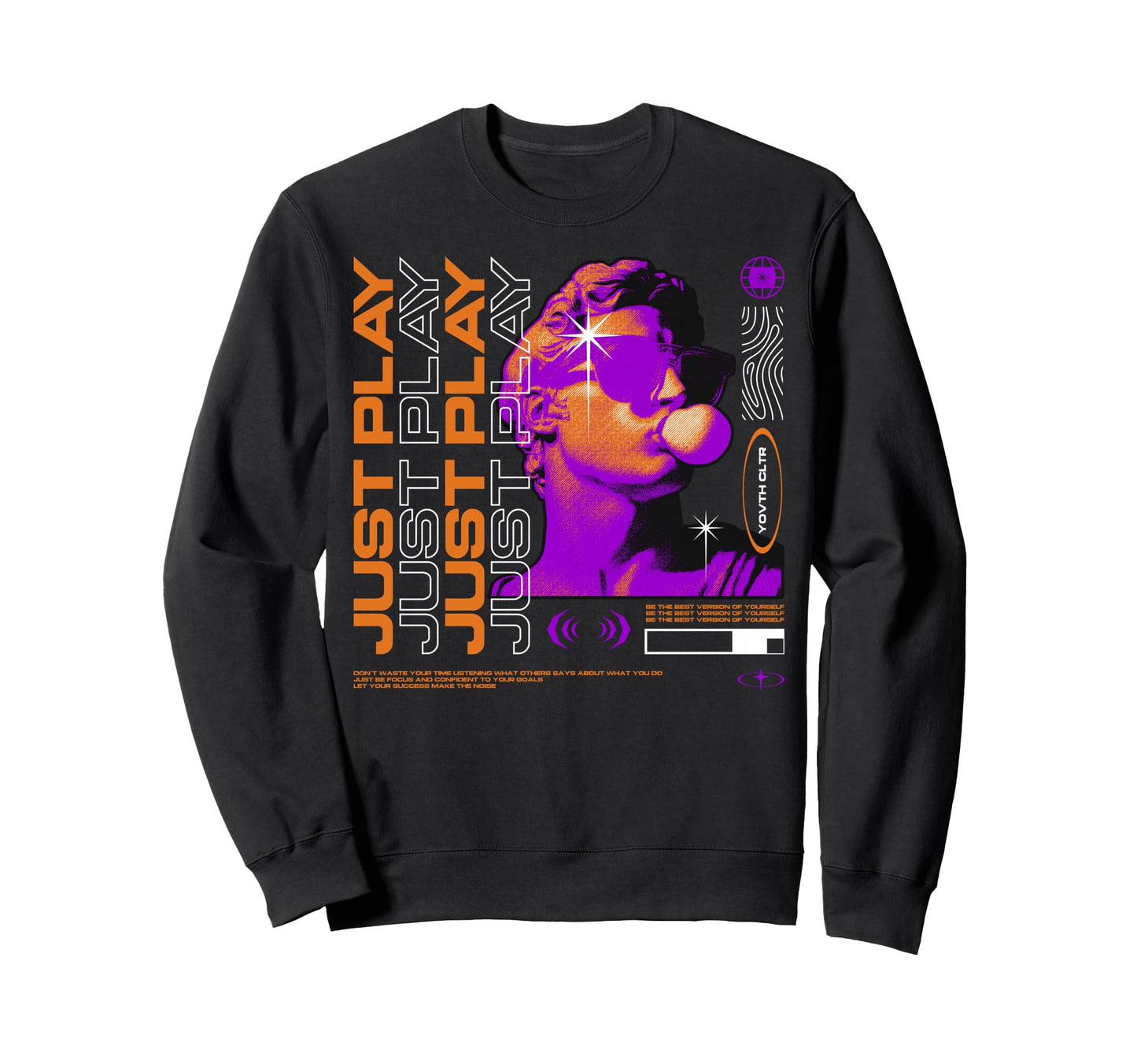 Y2K Just Play Bold Urban Graffiti Sweatshirt - Custom Art Print Men Women - T-Shirt, Sweatshirt, Hoodie