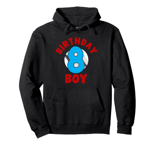 8Th Birthday Baseball Birthday Eight Hoodie - Novelty Apparel Men Women - T-Shirt, Sweatshirt, Hoodie