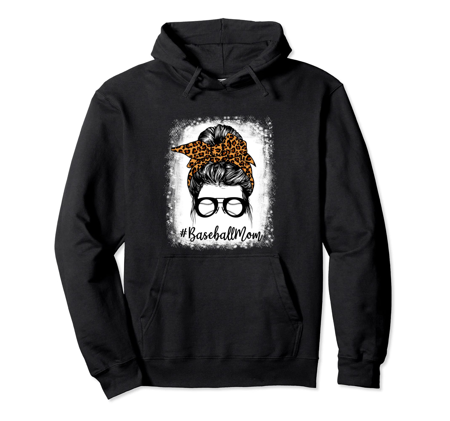 Mothers Day Sports Baseball Mom Messy Bun Hoodie - Unique Graphic Unisex - T-Shirt, Sweatshirt, Hoodie