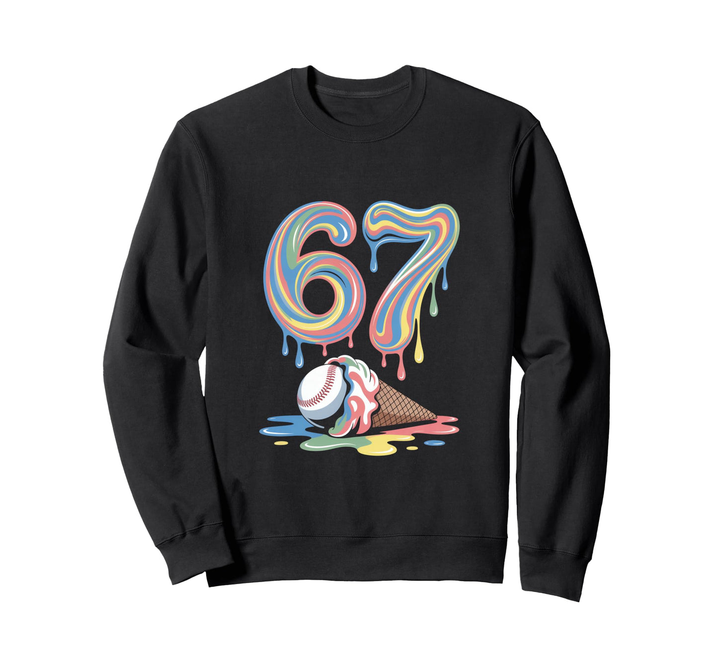 Sixty Seven 67 Baseball Ice Cream Sweatshirt - Custom Art Print Unisex - T-Shirt, Sweatshirt, Hoodie