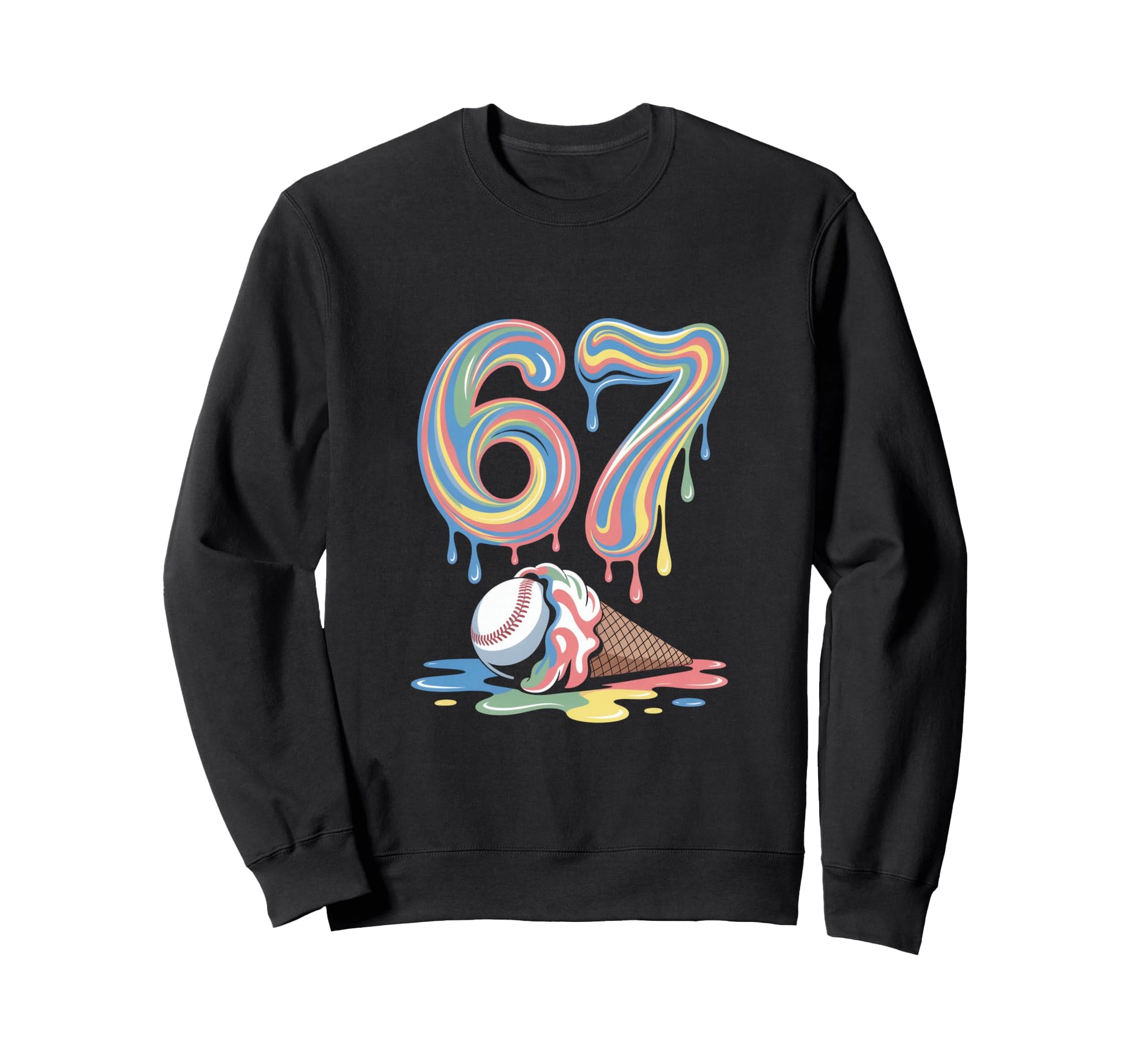 Sixty Seven 67 Baseball Ice Cream Sweatshirt - Custom Art Print Unisex - T-Shirt, Sweatshirt, Hoodie