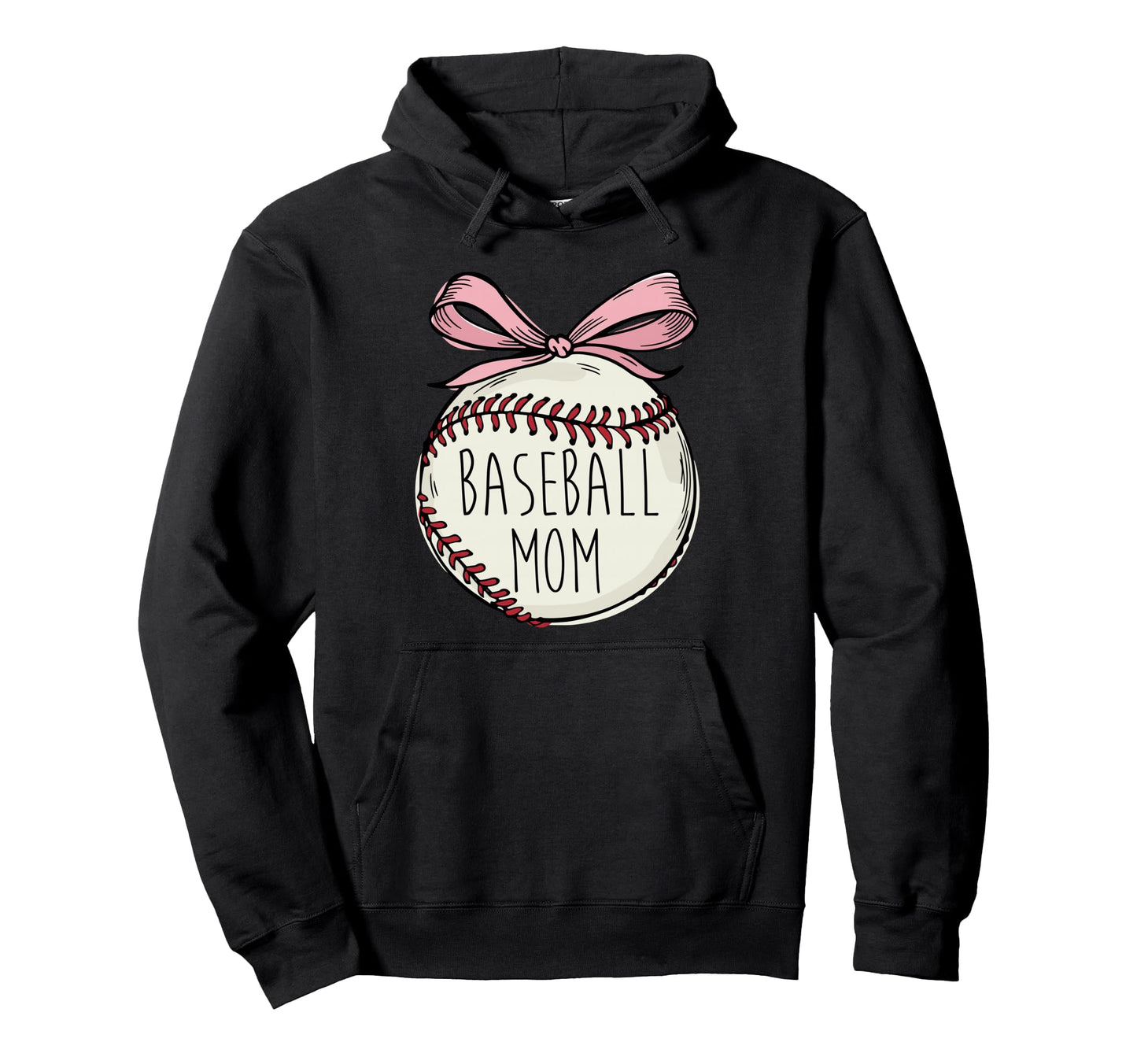 Baseball Mom Coquette Bow Team Support Hoodie - Novelty Apparel Unisex - T-Shirt, Sweatshirt, Hoodie
