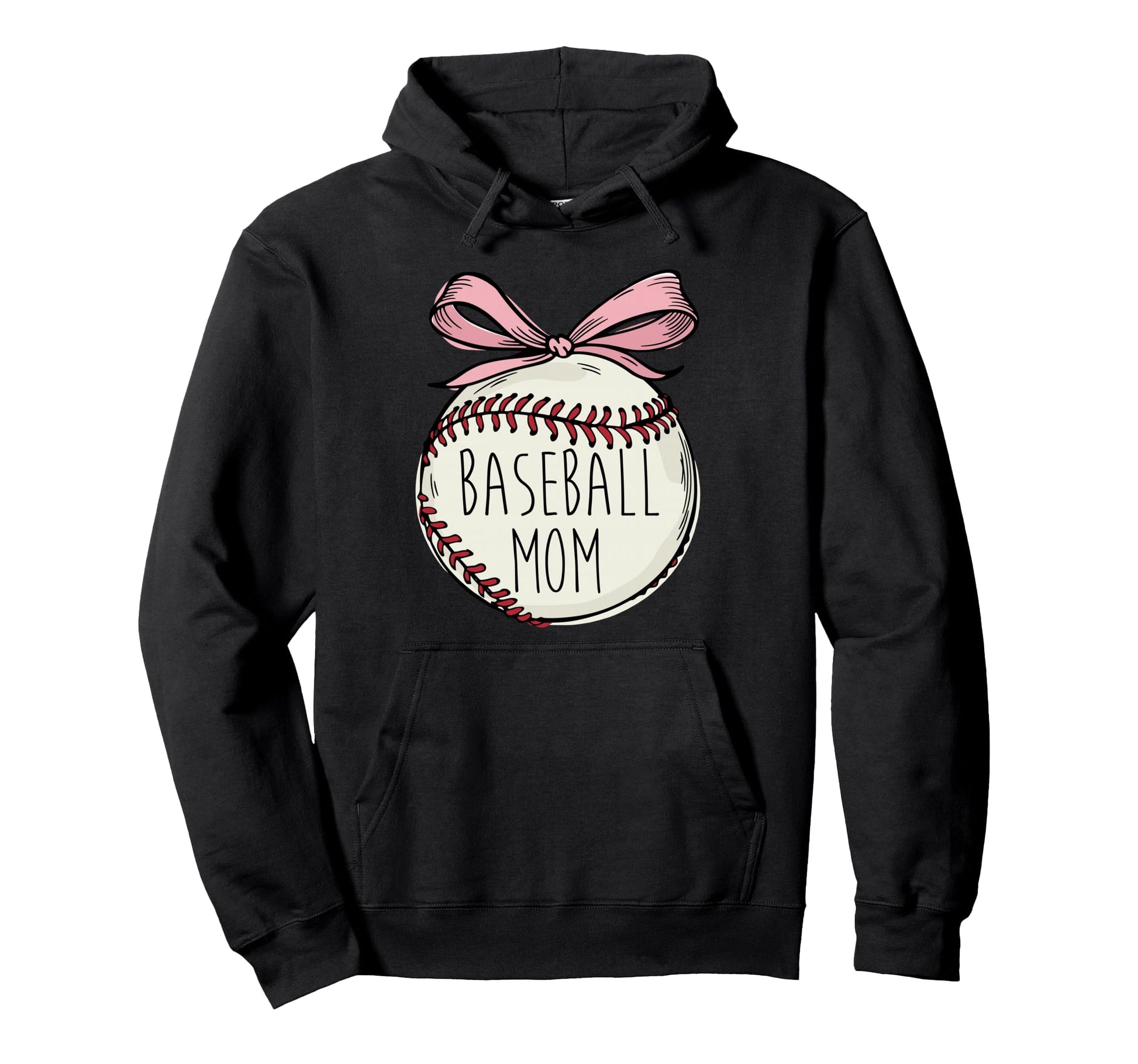 Baseball Mom Coquette Bow Team Support Hoodie - Novelty Apparel Unisex - T-Shirt, Sweatshirt, Hoodie