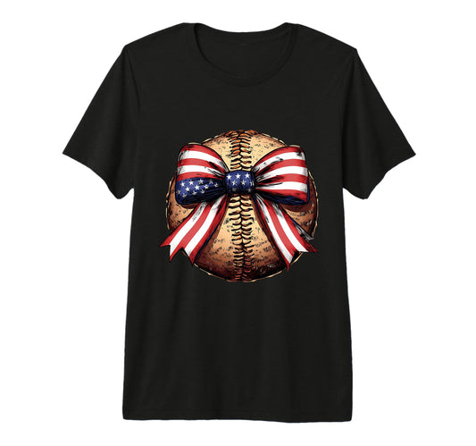 American Baseball Coquette Bow T-Shirt - Custom Art Print Men Women - T-Shirt, Sweatshirt, Hoodie