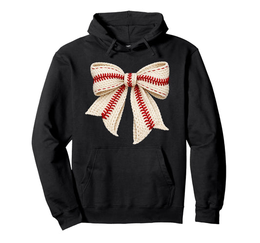 Baseball Coquette Bow Yarn Game Day Team Hoodie - Trendy Graphic Men Women - T-Shirt, Sweatshirt, Hoodie