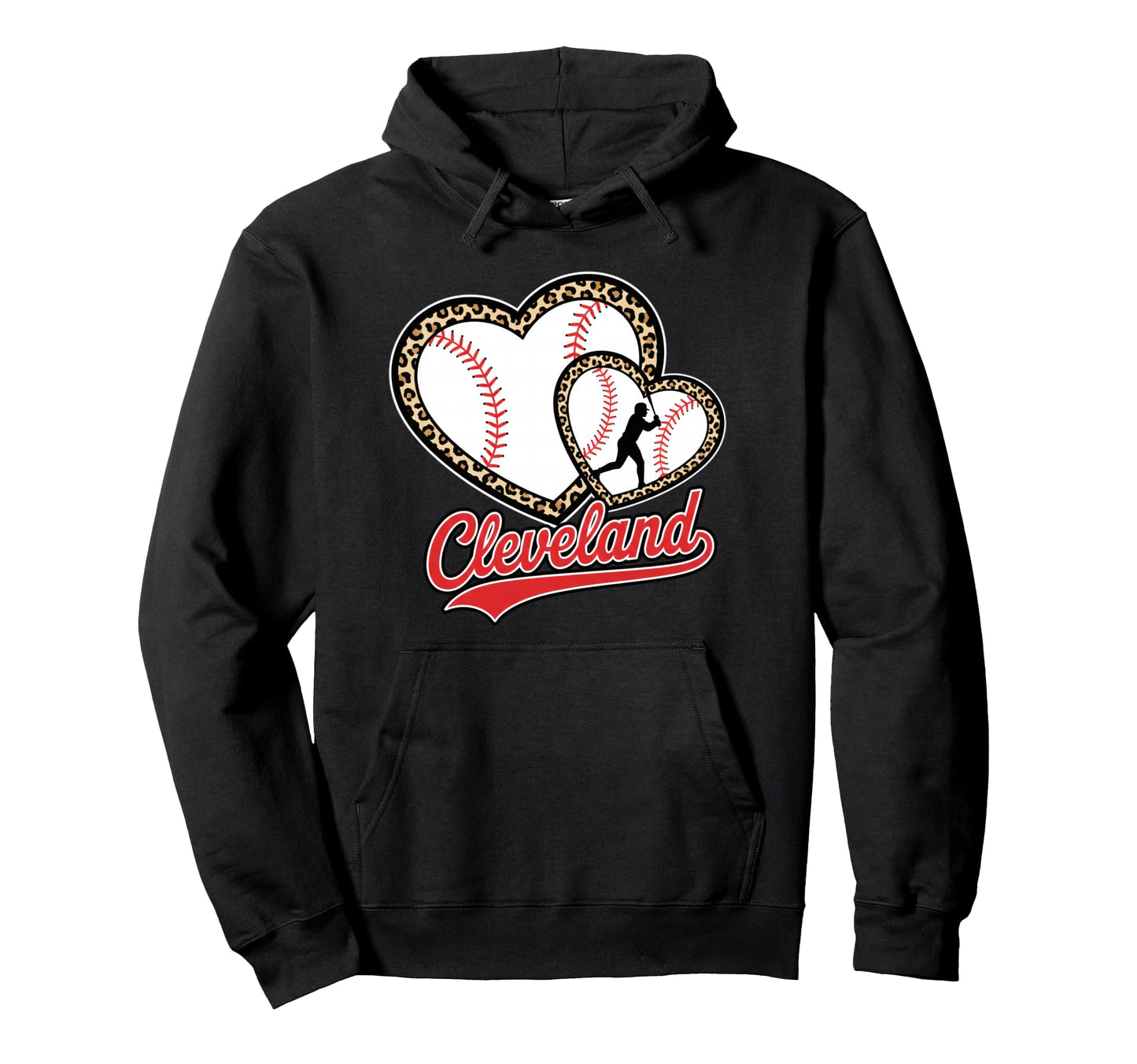 Baseball Leopard Heart Sports Fan Hoodie - Streetwear Style for Adults - T-Shirt, Sweatshirt, Hoodie