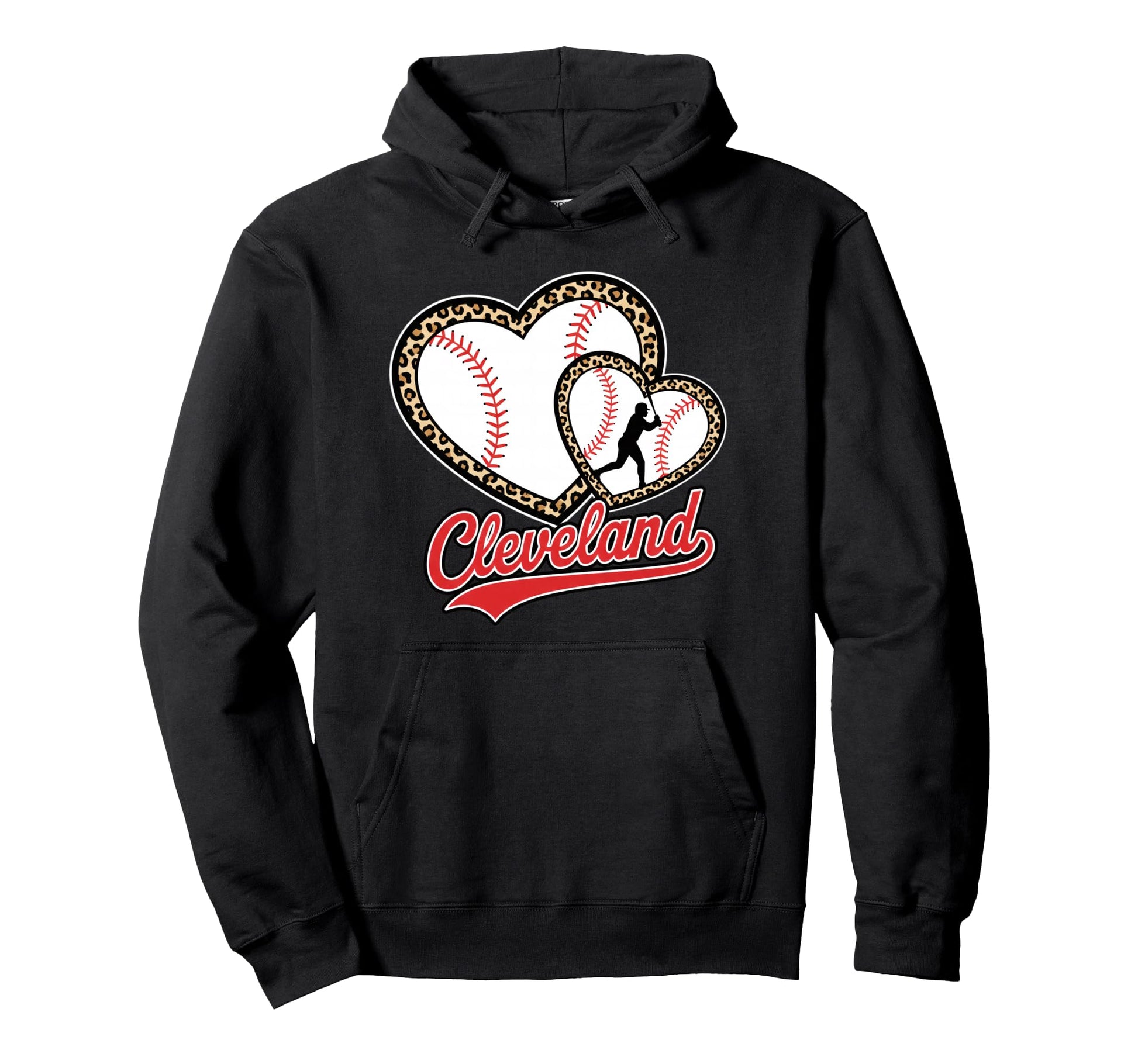 Baseball Leopard Heart Sports Fan Hoodie - Streetwear Style for Adults - T-Shirt, Sweatshirt, Hoodie