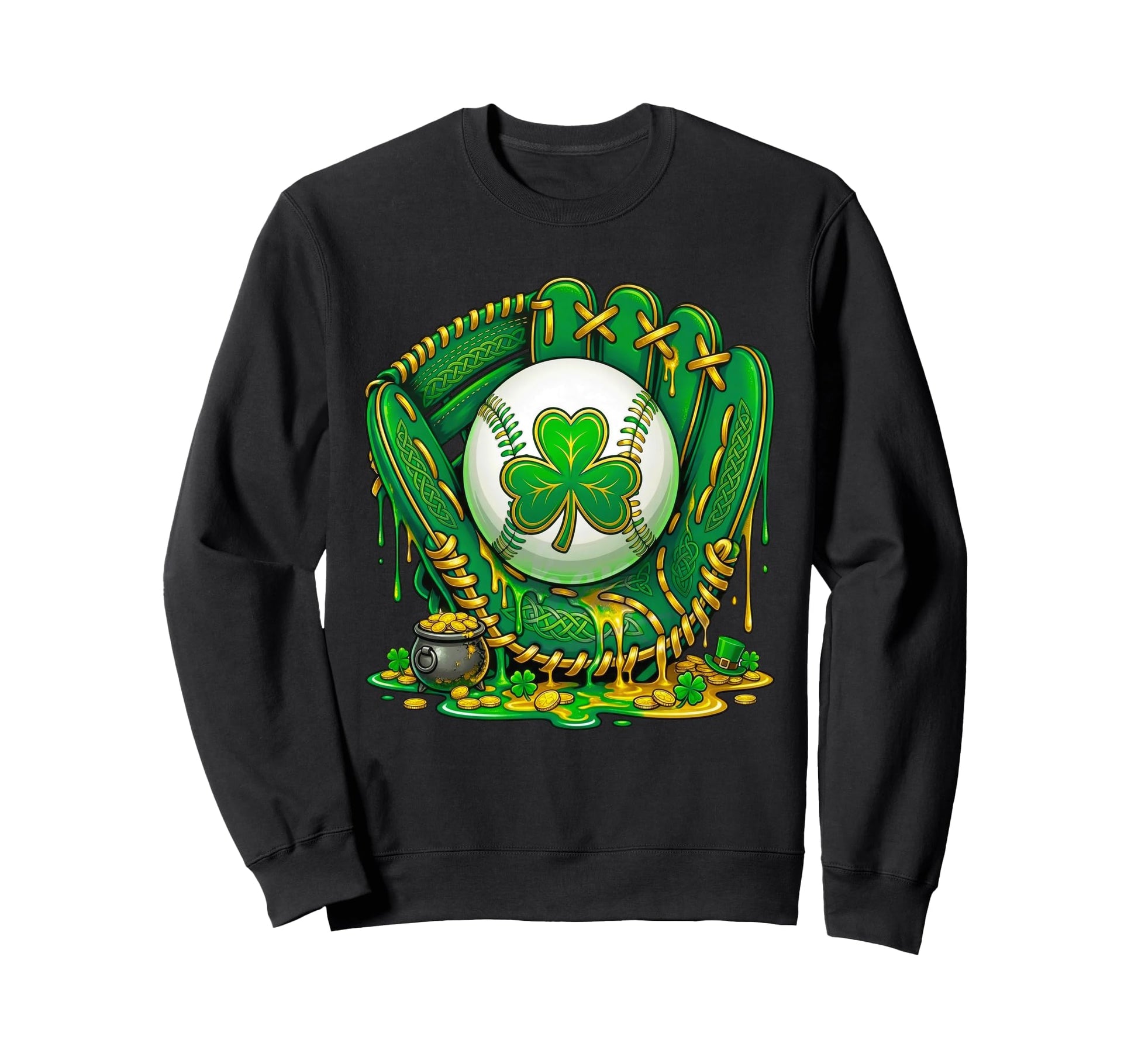 Baseball Drip Lucky St Patrick Sweatshirt - Casual Everyday Wear Men Women - T-Shirt, Sweatshirt, Hoodie