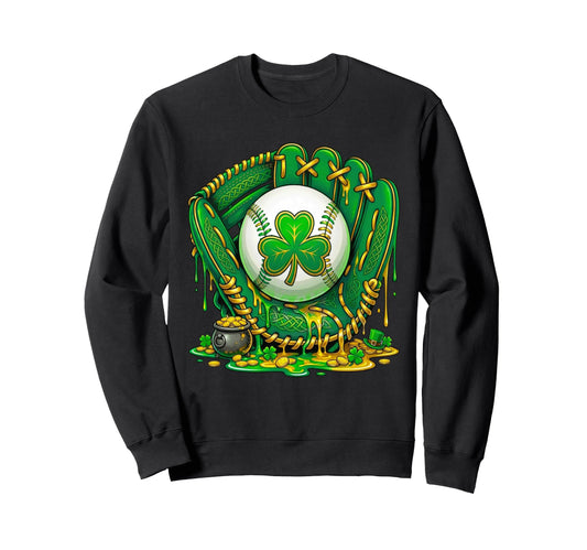 Baseball Drip Lucky St Patrick Sweatshirt - Casual Everyday Wear Men Women - T-Shirt, Sweatshirt, Hoodie