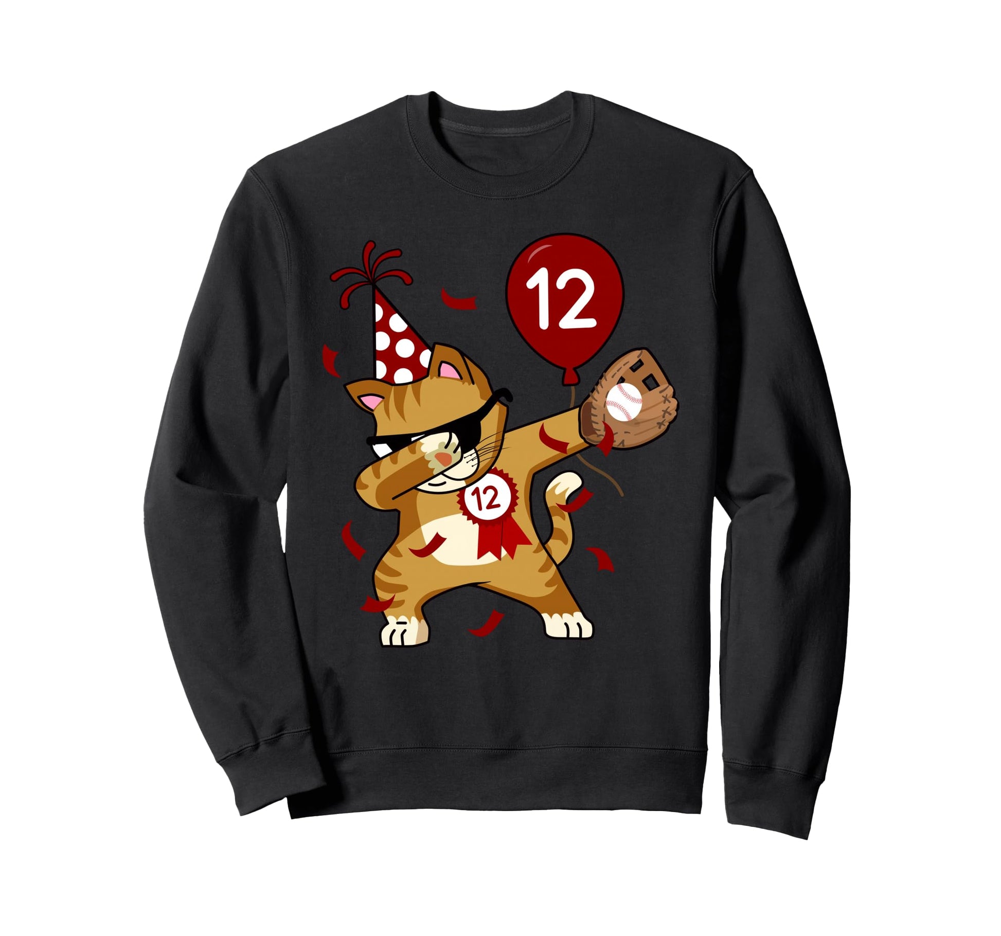 Dabbing Cat Baseball 12Th Birthday Sweatshirt - Streetwear Style for Adults - T-Shirt, Sweatshirt, Hoodie
