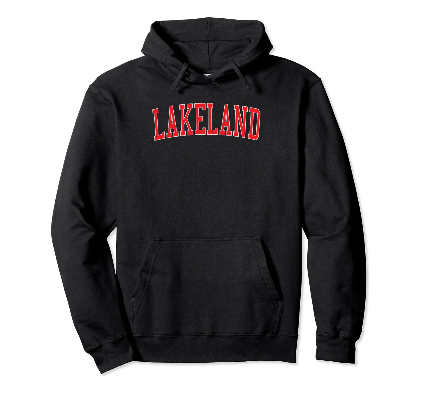 Lakeland Fl Varsity Red Text Hoodie - Fun Novelty Design for Adults - T-Shirt, Sweatshirt, Hoodie