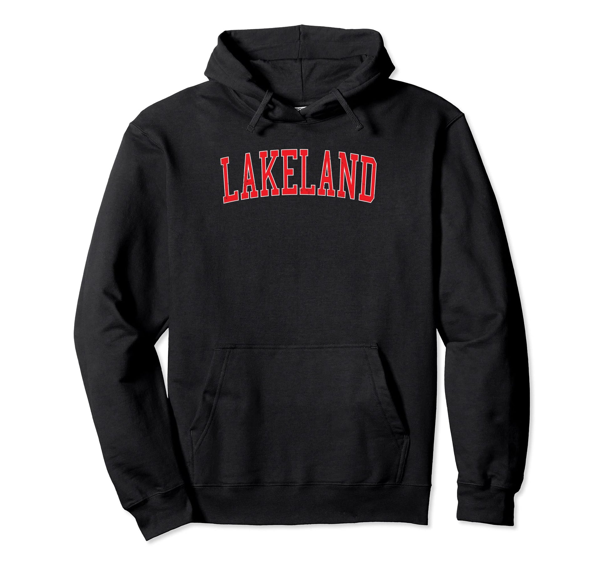 Lakeland Fl Varsity Red Text Hoodie - Fun Novelty Design for Adults - T-Shirt, Sweatshirt, Hoodie