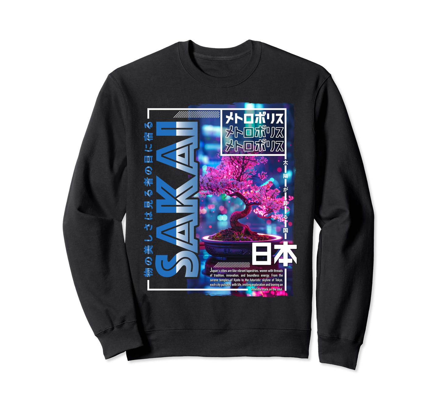 Sakai City 80S Synthwave Bonsai Sweatshirt - Streetwear Style Men Women - T-Shirt, Sweatshirt, Hoodie
