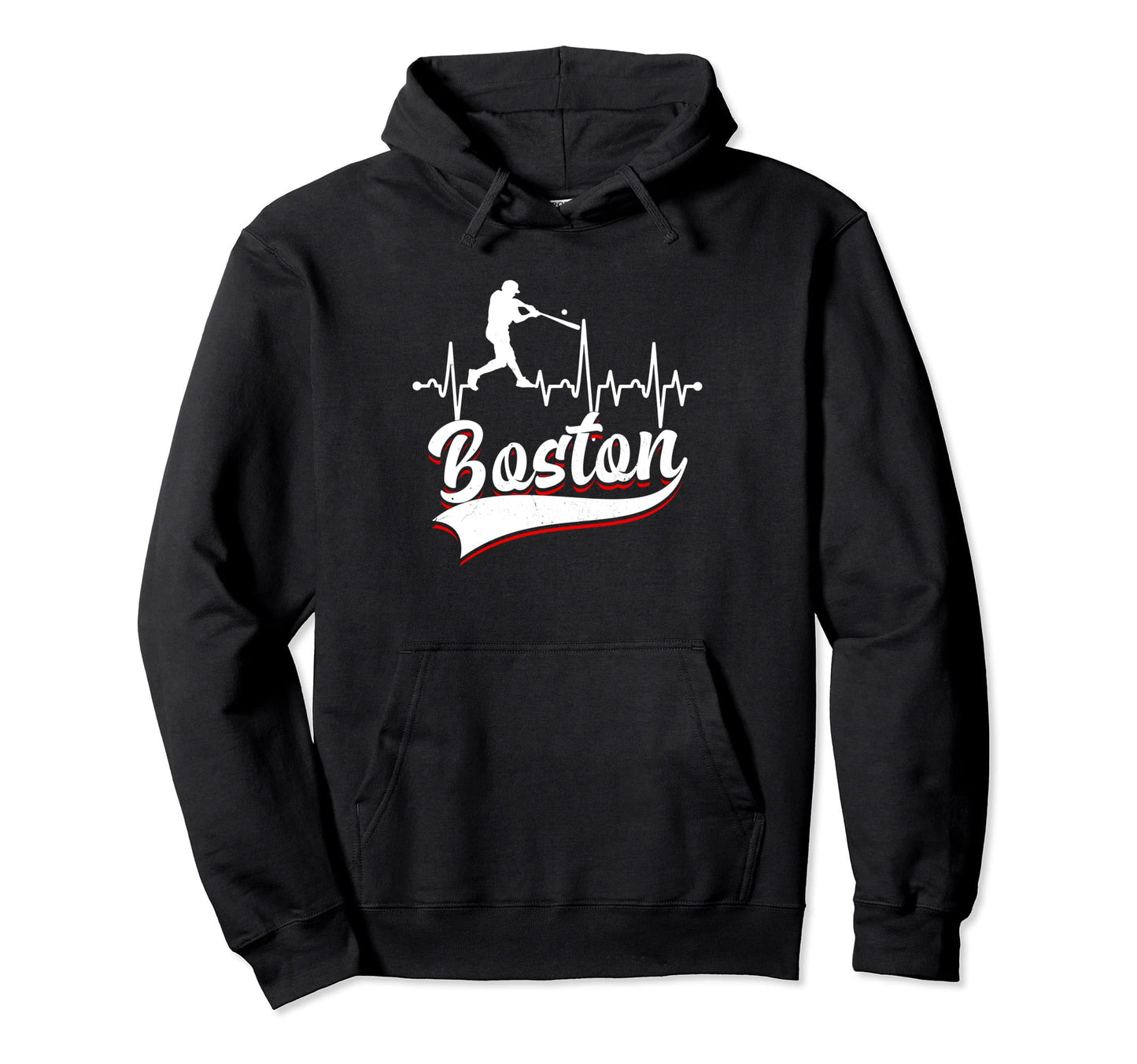 Boston Funny Baseball Heartbeat Player Hoodie - Streetwear Style Unisex - T-Shirt, Sweatshirt, Hoodie