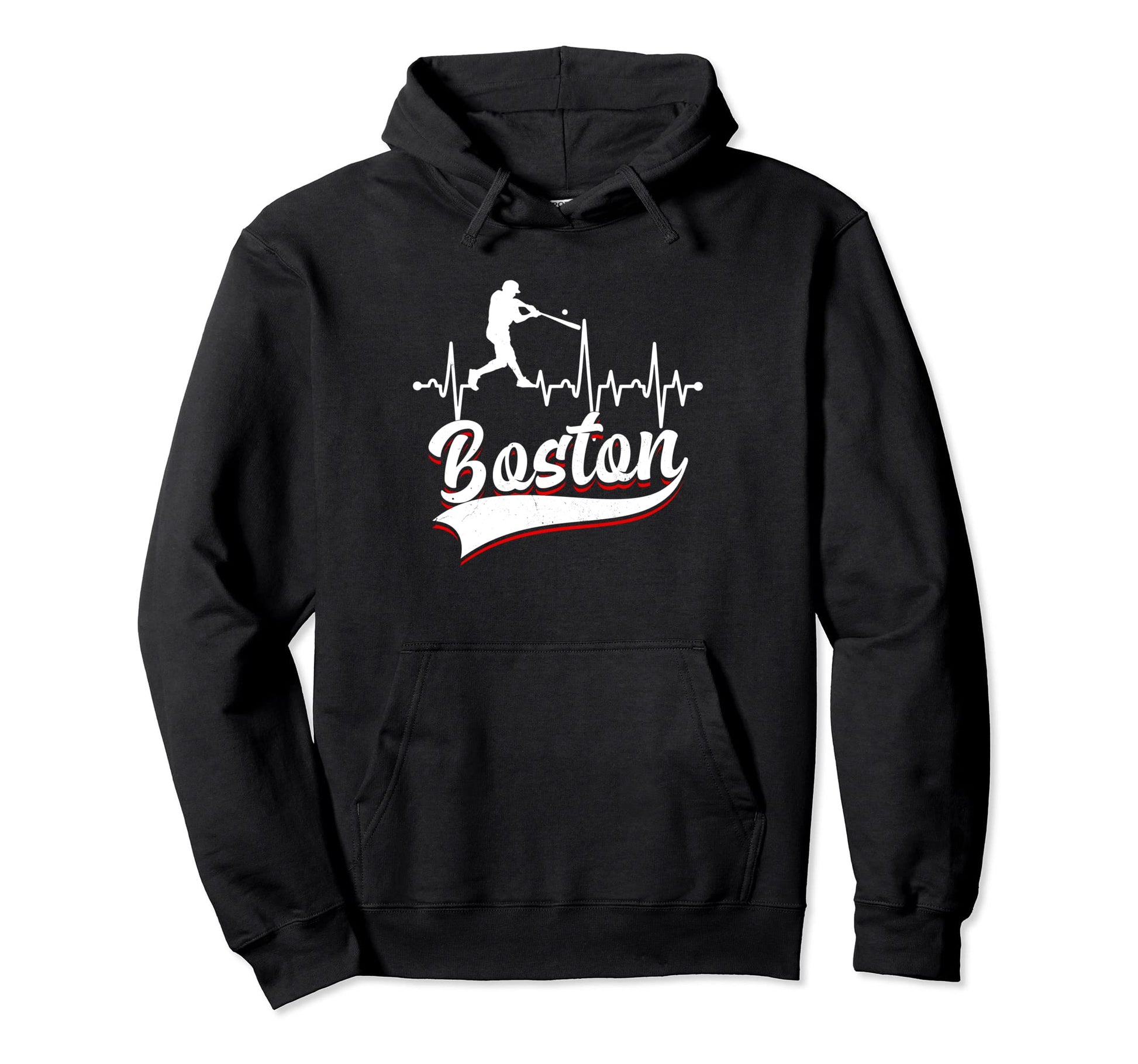 Boston Funny Baseball Heartbeat Player Hoodie - Streetwear Style Unisex - T-Shirt, Sweatshirt, Hoodie