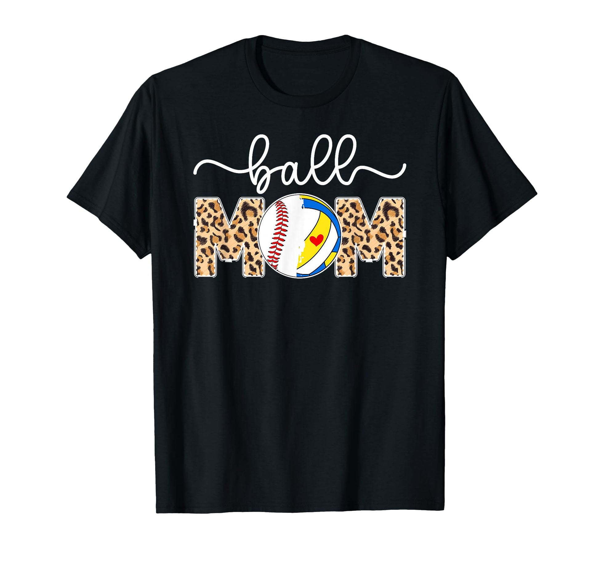Ball Mom Leopard Baseball Volleyball T-Shirt - Custom Art Print for Adults - T-Shirt, Sweatshirt, Hoodie