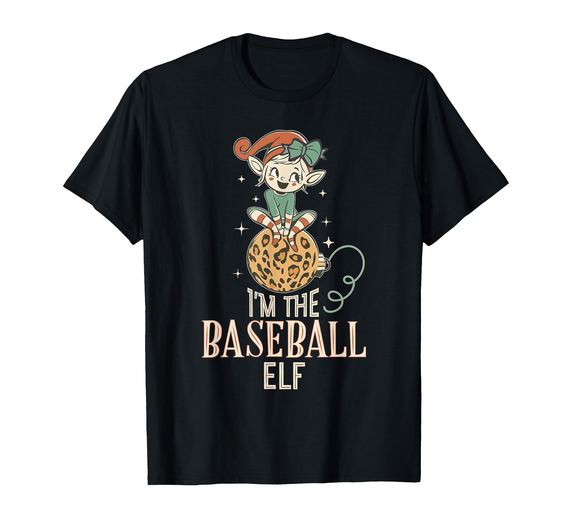 Im Baseball Elf Matching Family Leopard T-Shirt - Novelty Apparel Men Women - T-Shirt, Sweatshirt, Hoodie